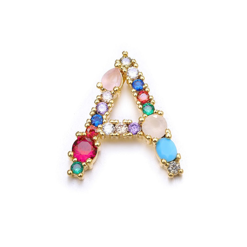 Multicolor Gem Initial Necklace