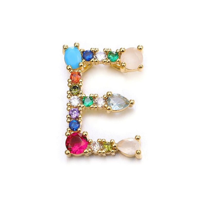 Multicolor Gem Initial Necklace