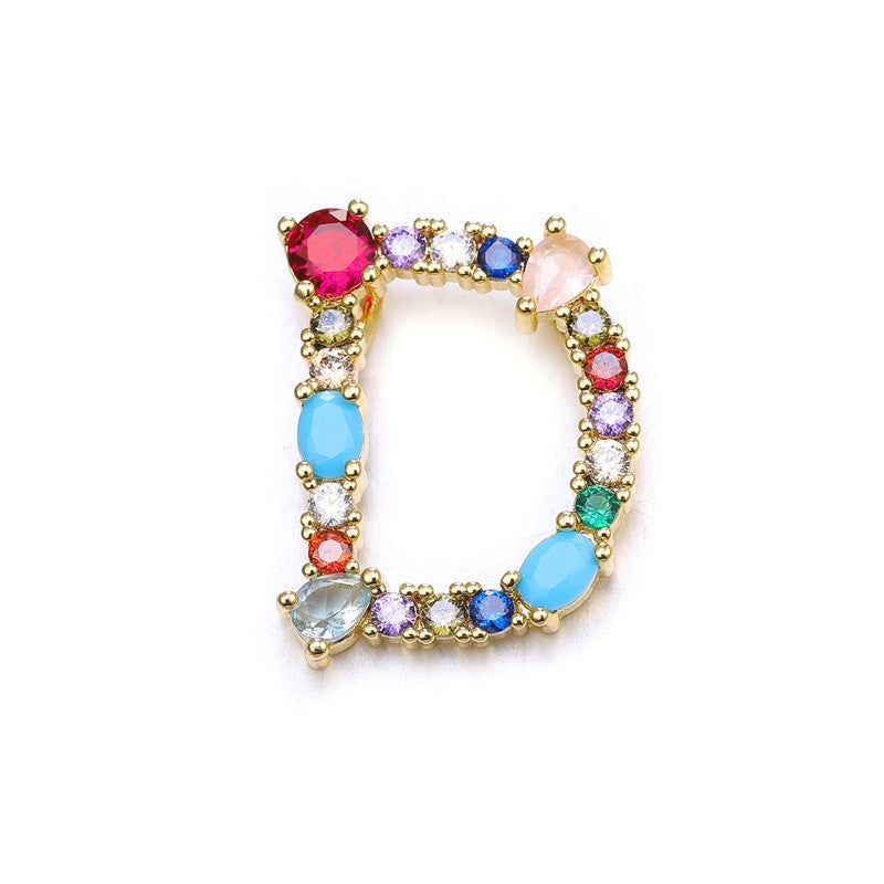 Multicolor Gem Initial Necklace