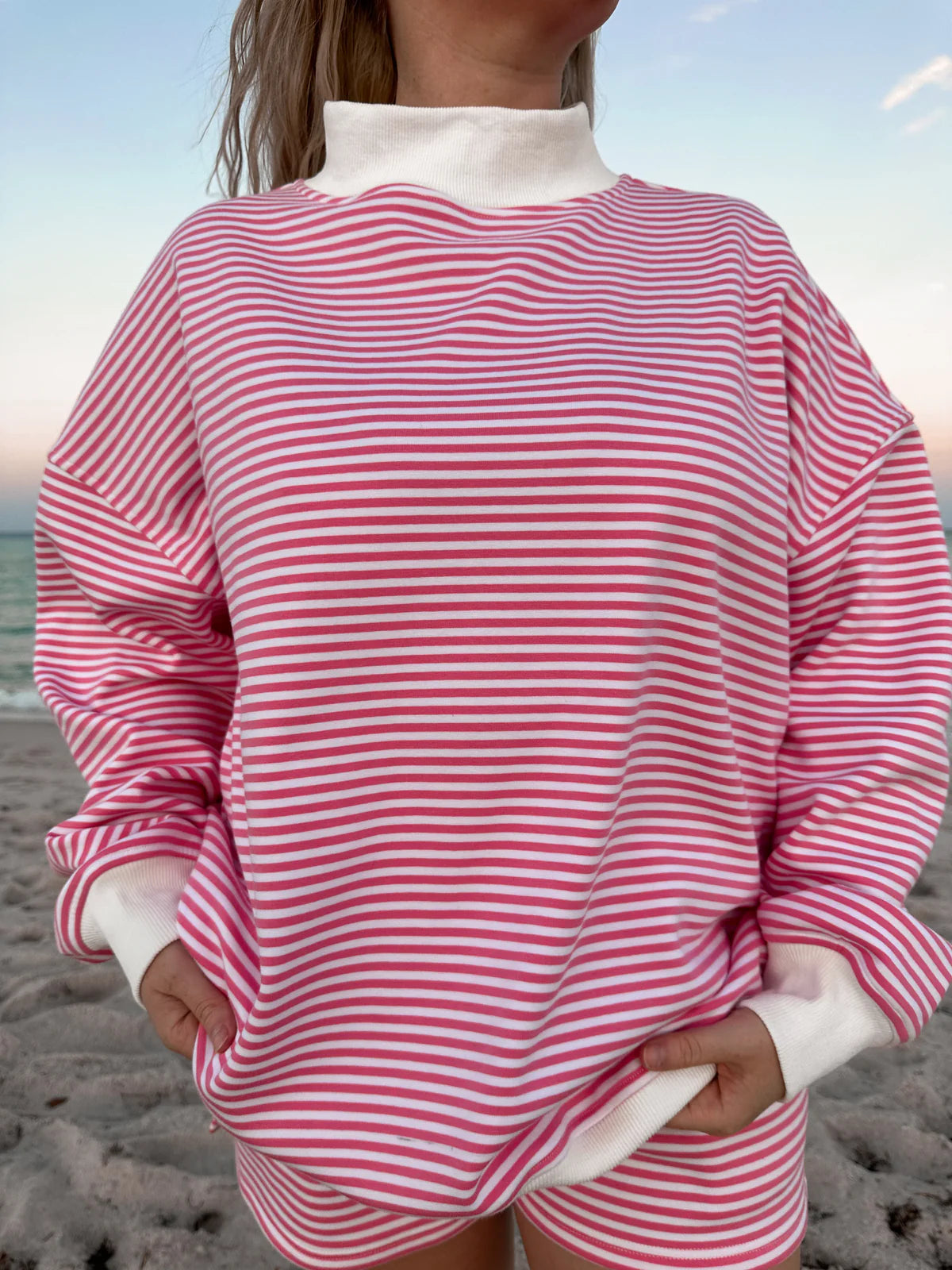 Big Striped Mockneck Sweatshirt