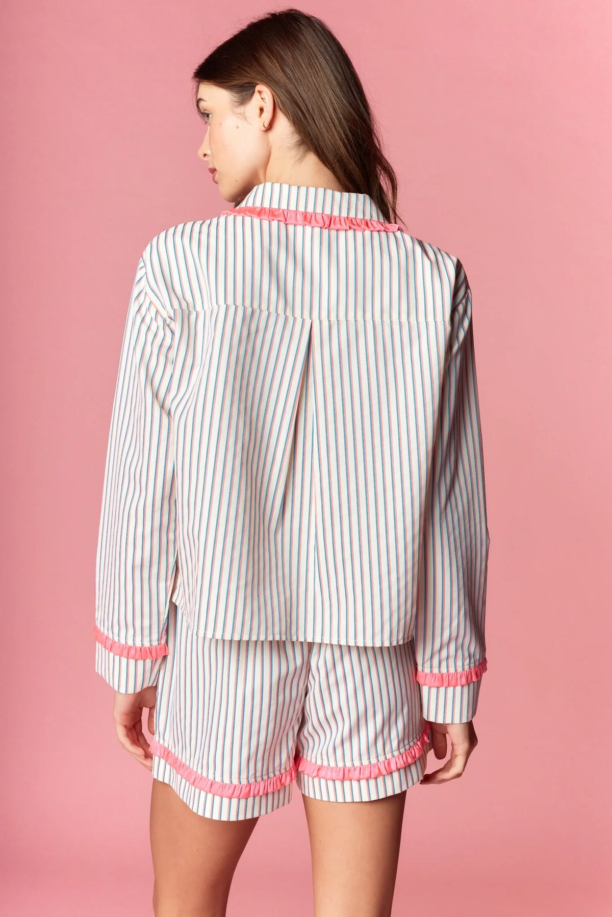 Lilia Satin Bow Stripe Pajama Set – Sixteen