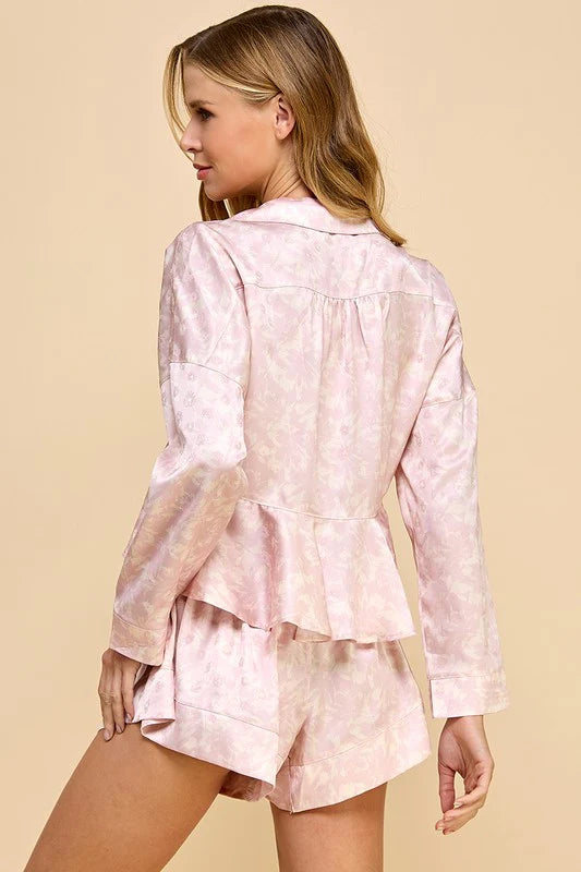 Livvy Satin Floral Pajama Set