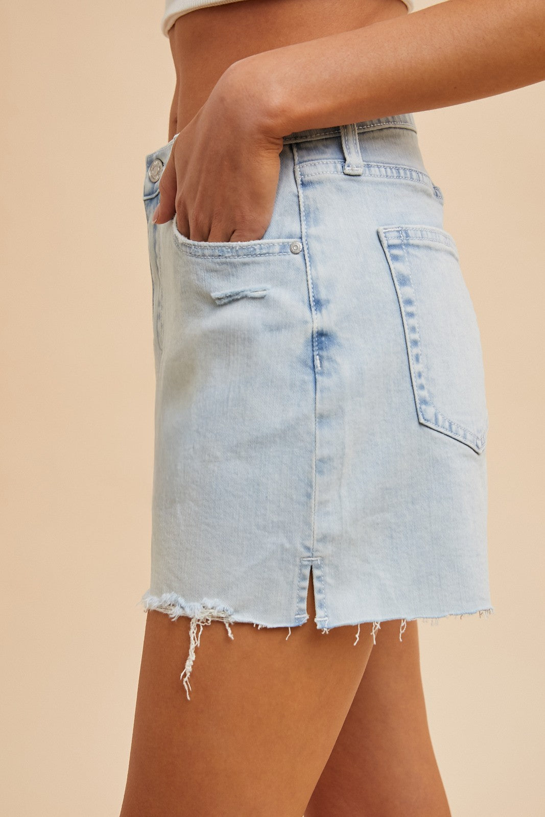 Kaleigh Distressed Hem Denim Shorts