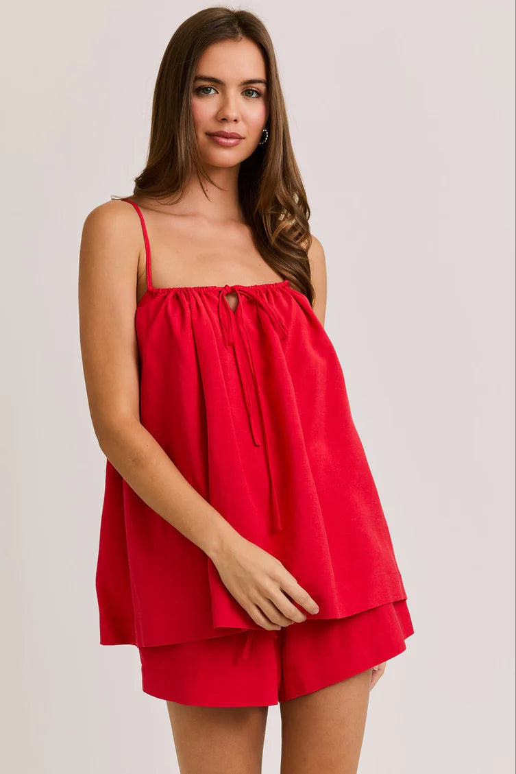 zara dress shorts SATIN PLAYSUIT DRESS - Red