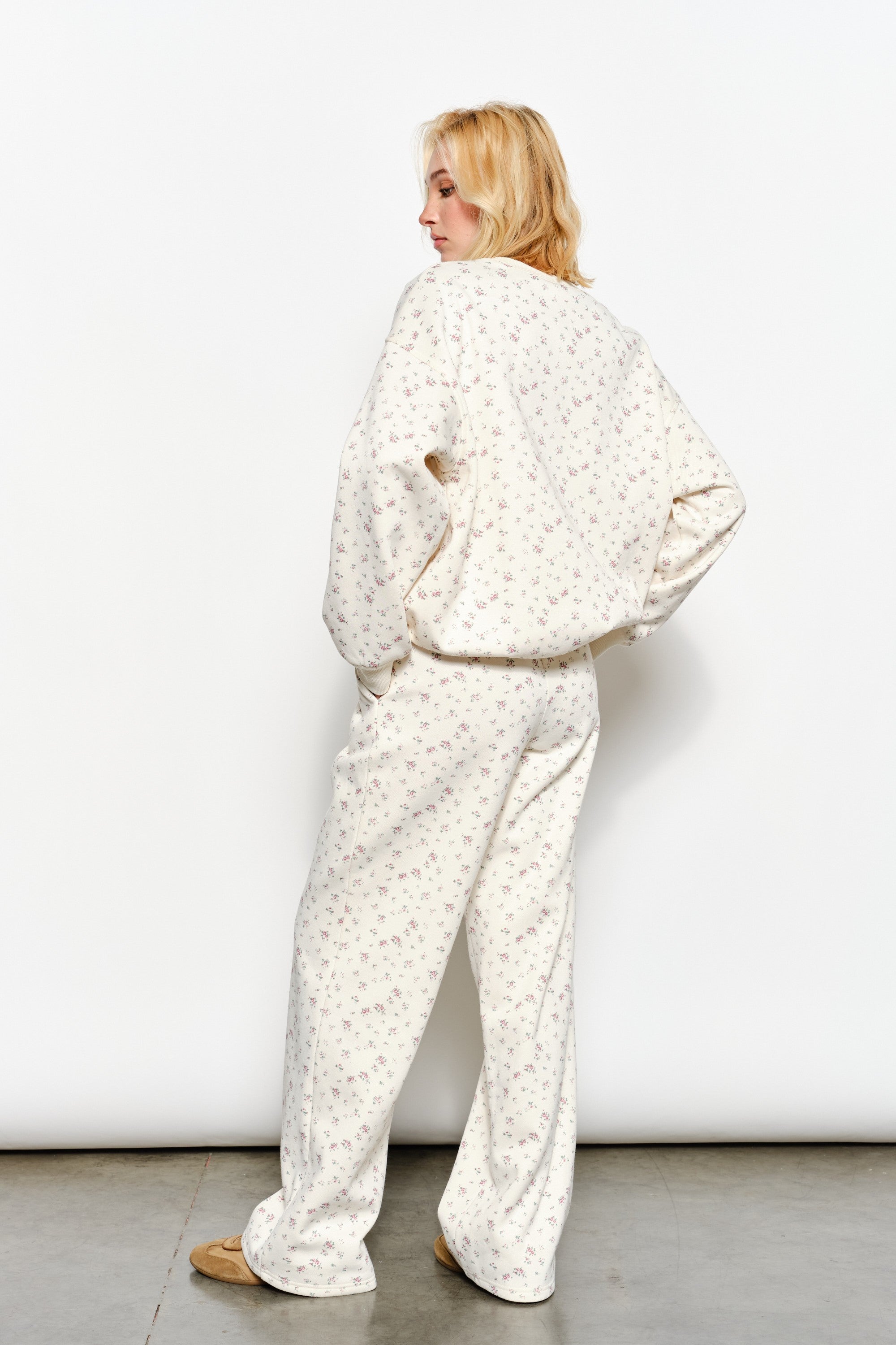 Elina Floral Wide Leg Sweatpants