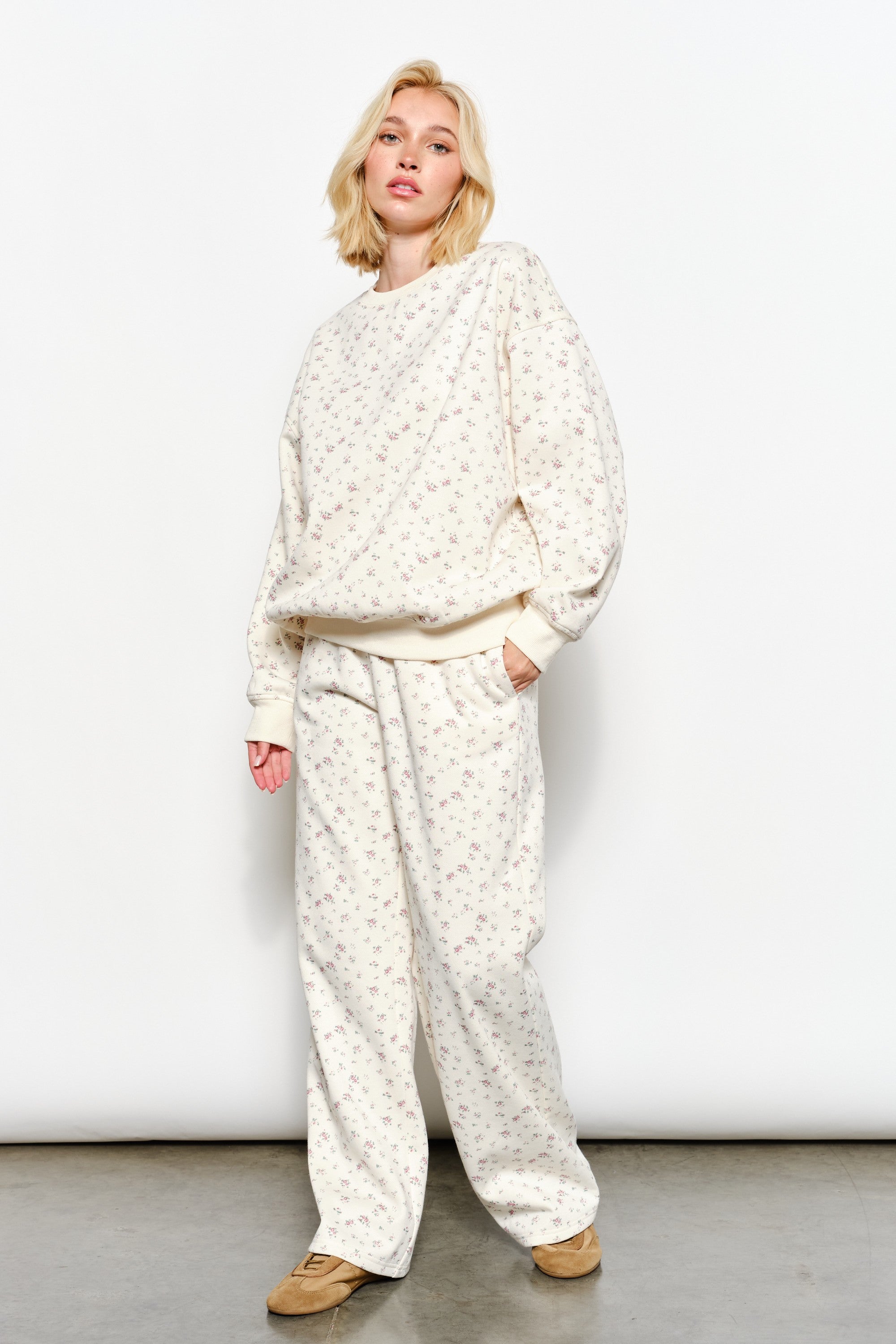 Elina Floral Wide Leg Sweatpants