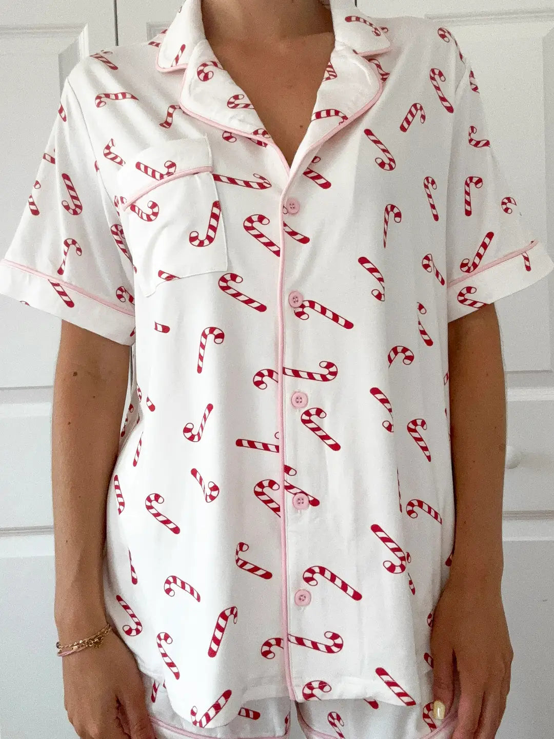 Indy Candy Cane Short Sleeve Pajama Top