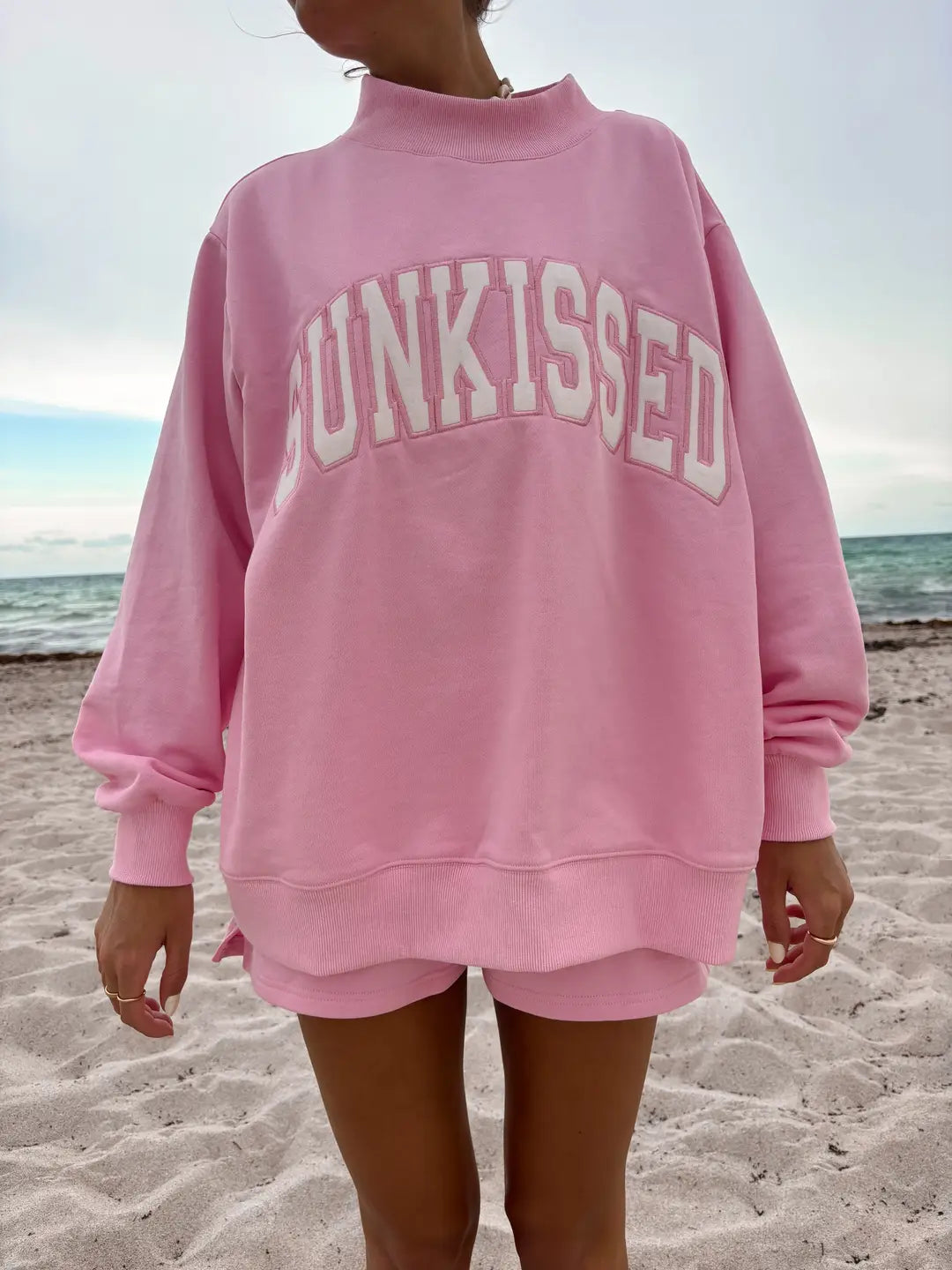 Mockneck Sunkissed Varsity Embroidered Sweatshirt