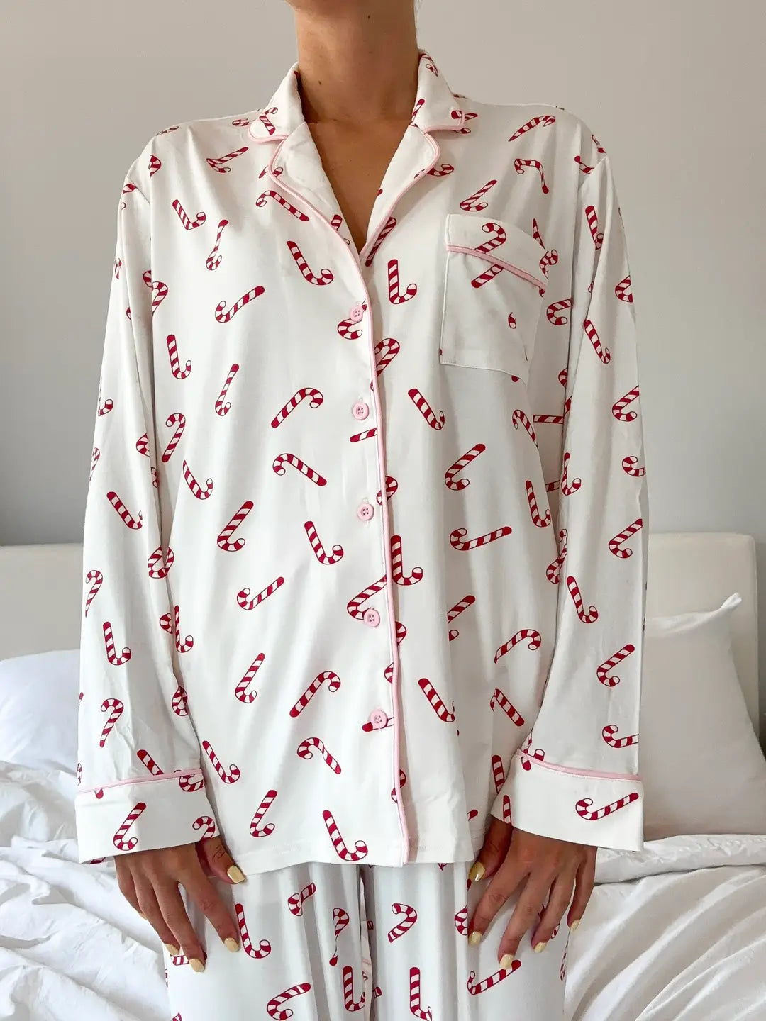 Cindy Candy Cane Long Sleeve Pajama Top