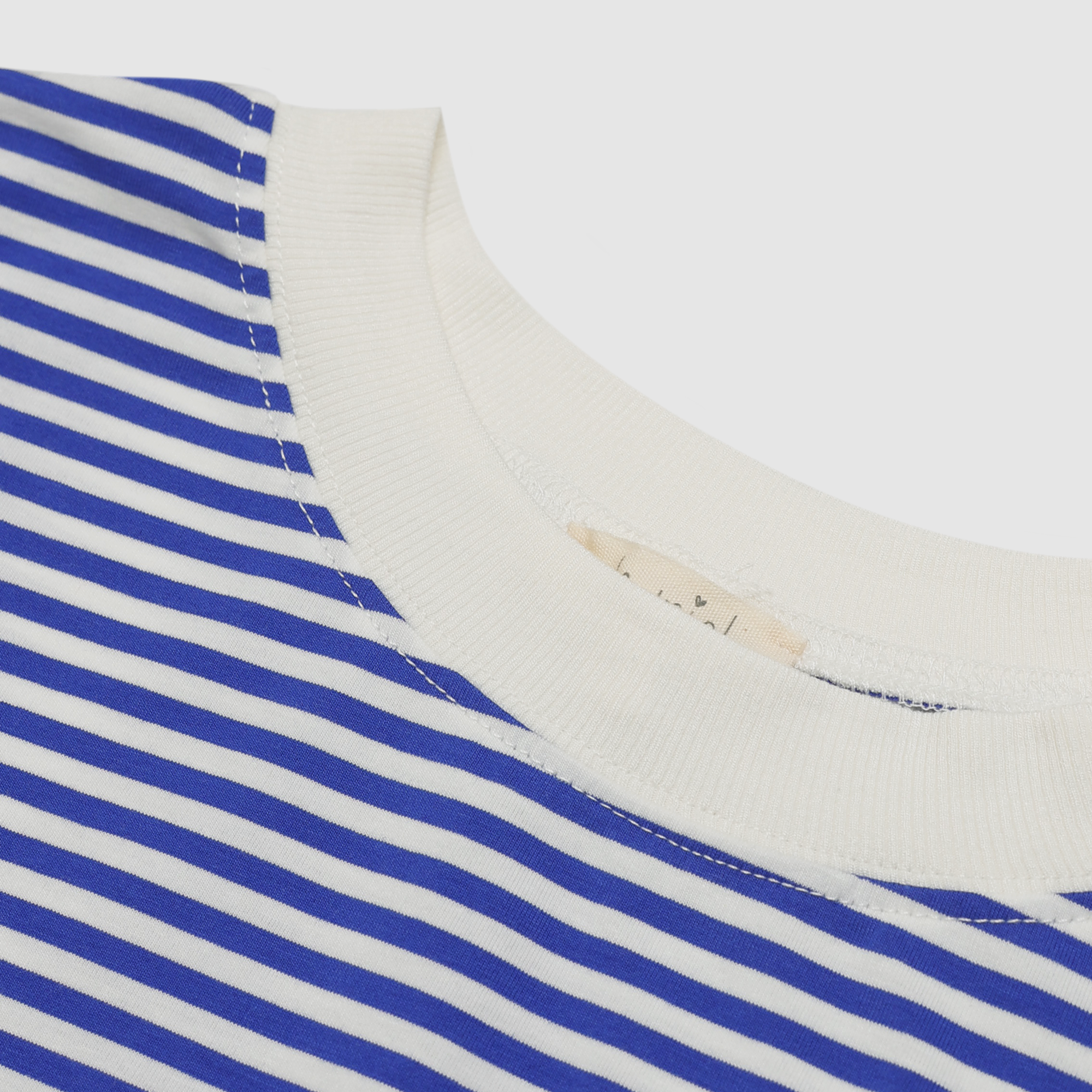 Allie Striped Contrast Hem Crewneck in Blue