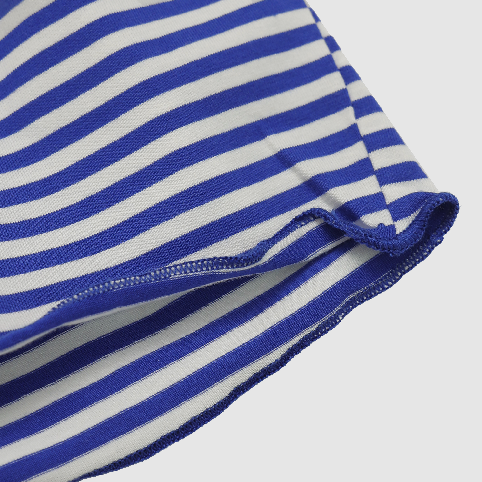 Allie Striped Contrast Hem Crewneck in Blue
