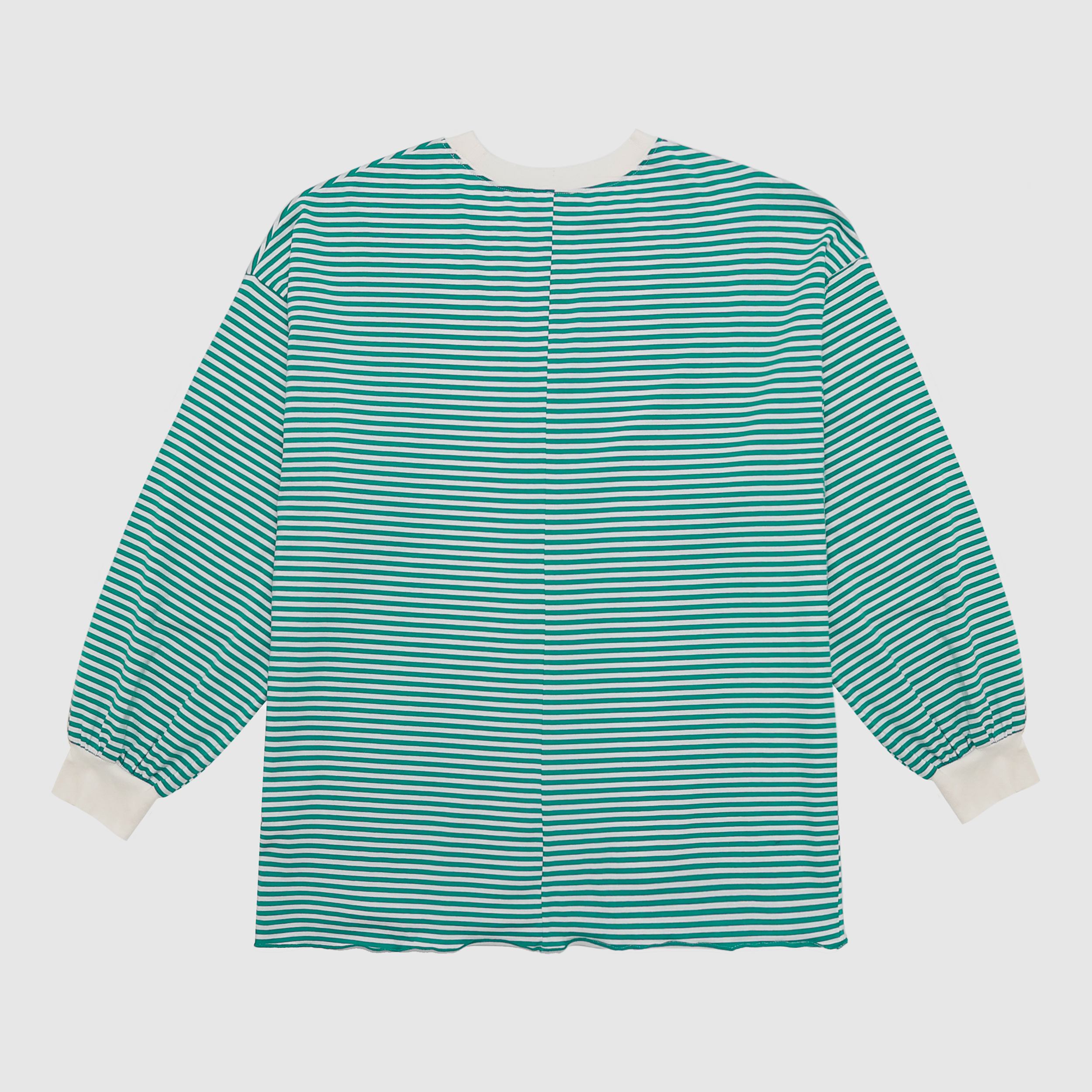 Allie Striped Contrast Hem Crewneck in Green