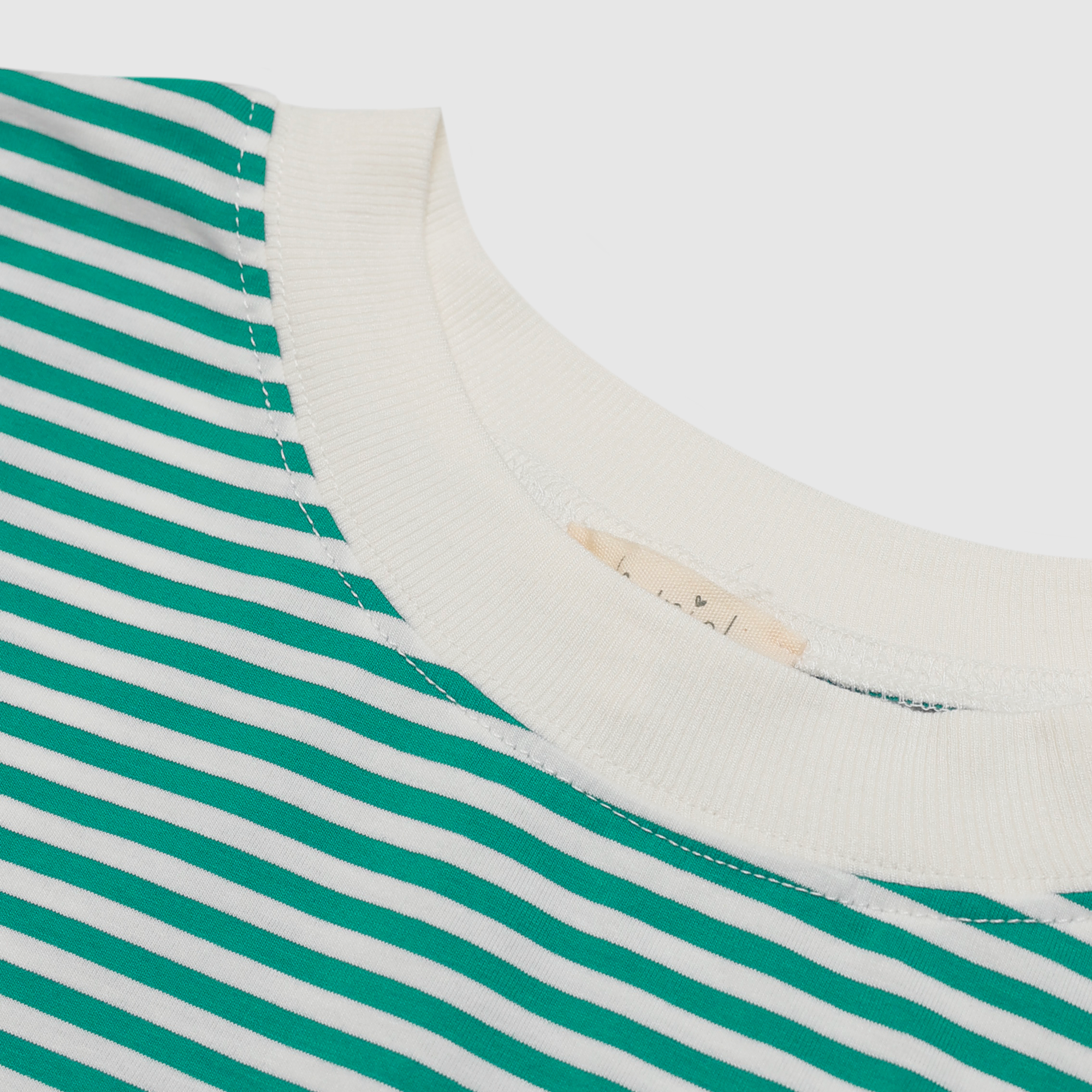Allie Striped Contrast Hem Crewneck in Green