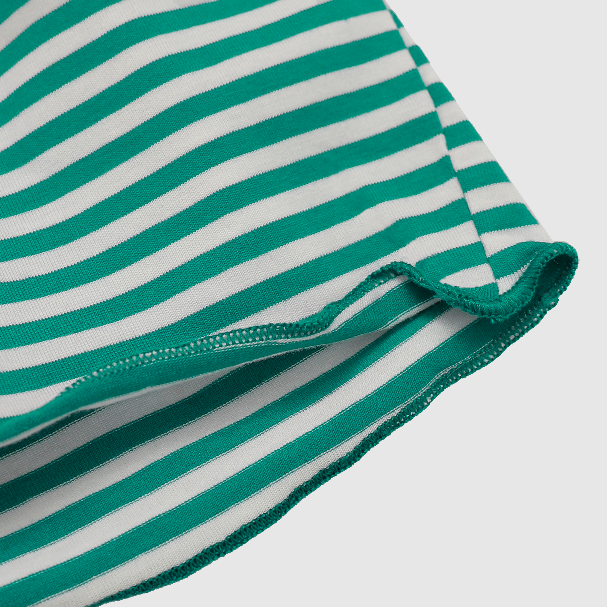 Allie Striped Contrast Hem Crewneck in Green