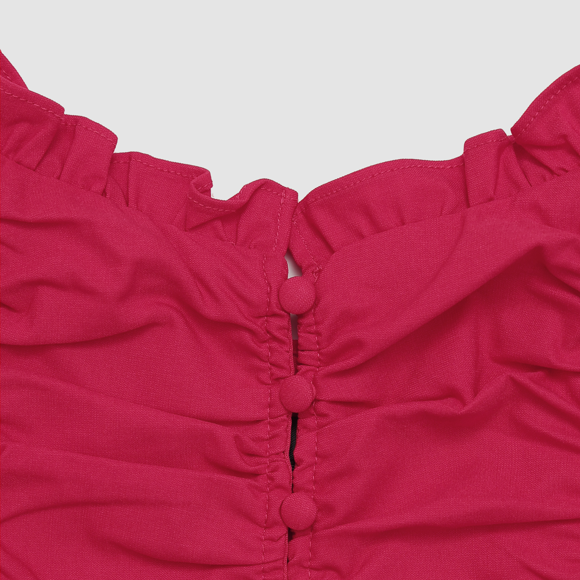 Amalia Ruched Button Tank Top in Red