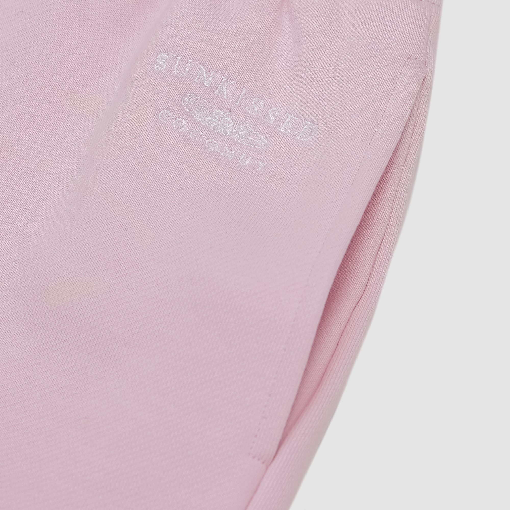Sunkissed Coconut Embroidered Sweatshorts in Bubblegum