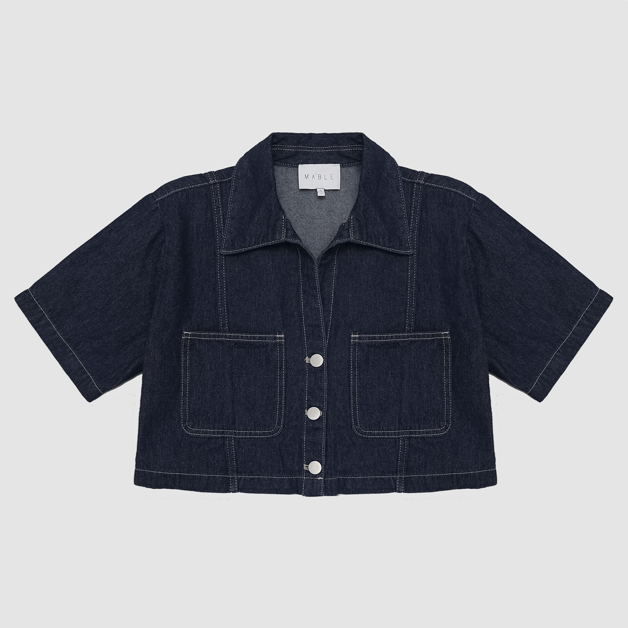 Beyonca Cropped Denim Button Up Top