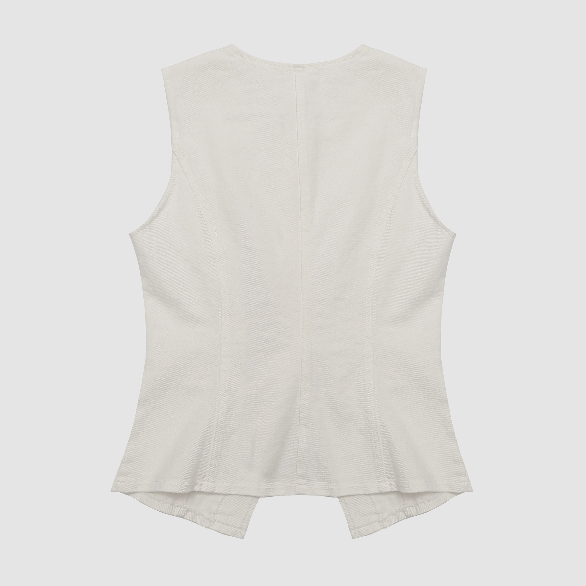 Caelyn Denim Button Front Vest in White Denim