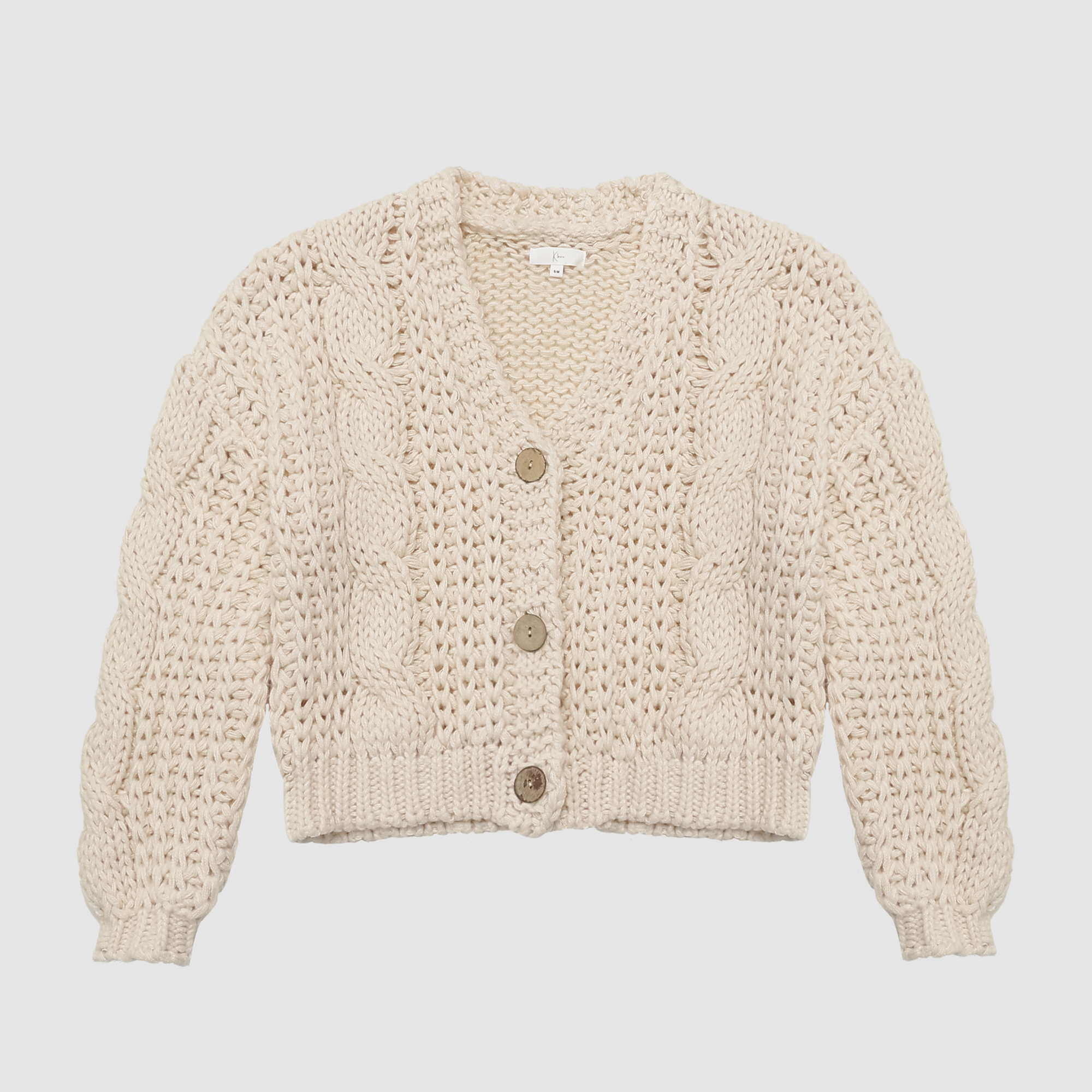 Cecelia Cable Knit Cardigan in Cream