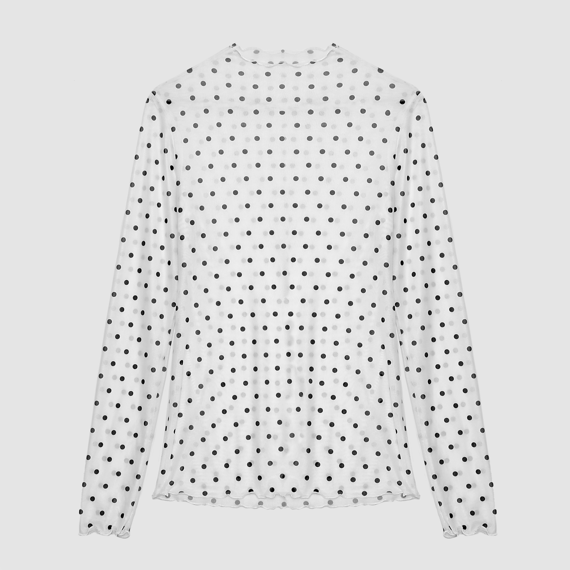 Chiara Polka Dot Sheer Top in White Dot