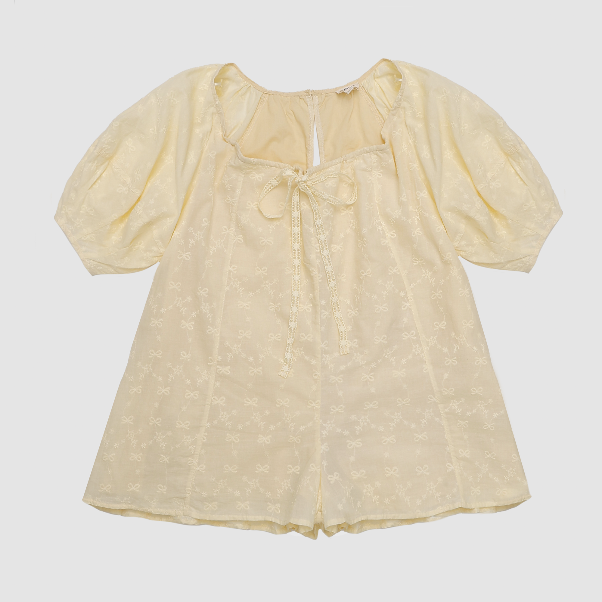 Elara Bow Embroidered Romper