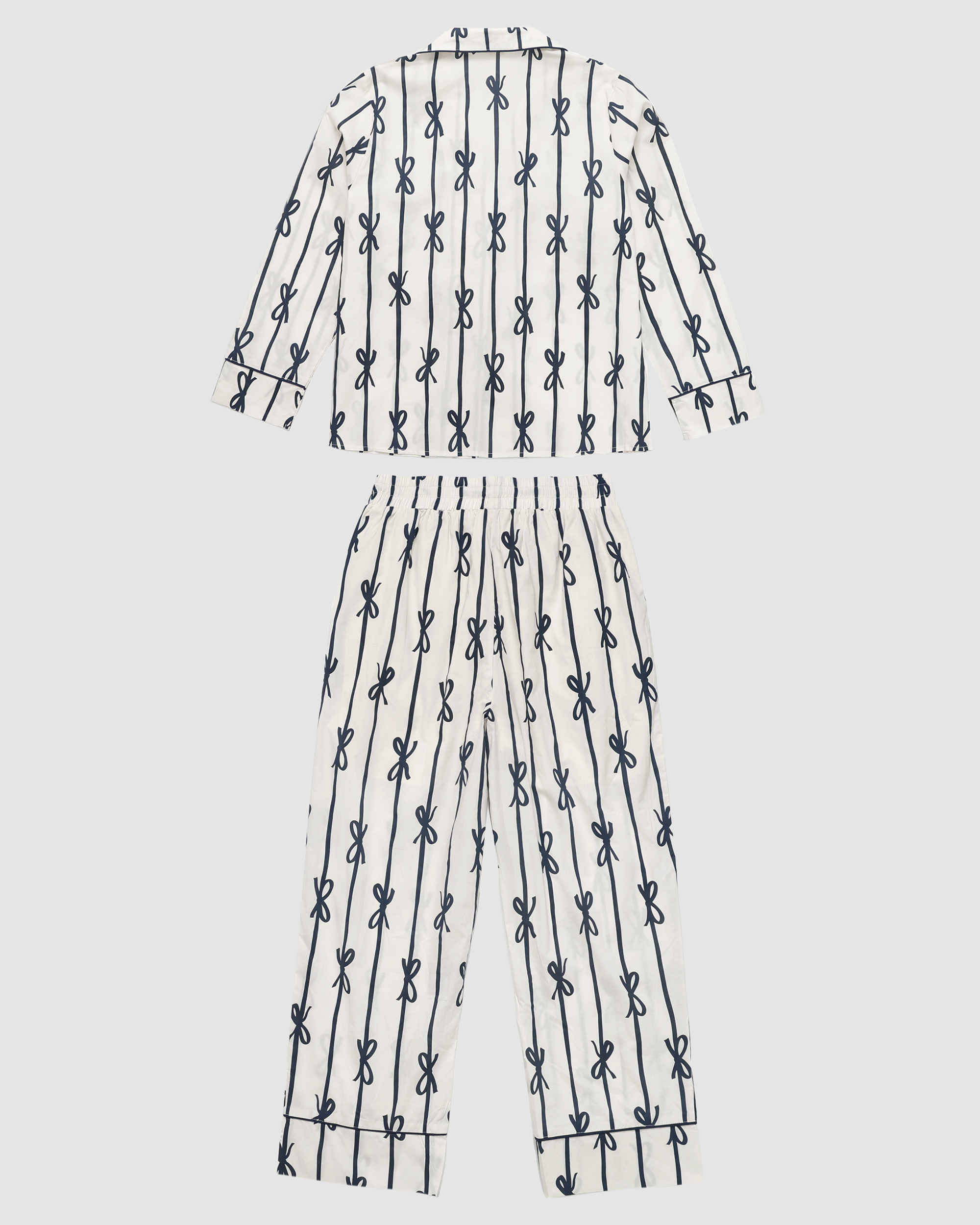 Eleanor Bow Print Pajama Set in Ivory