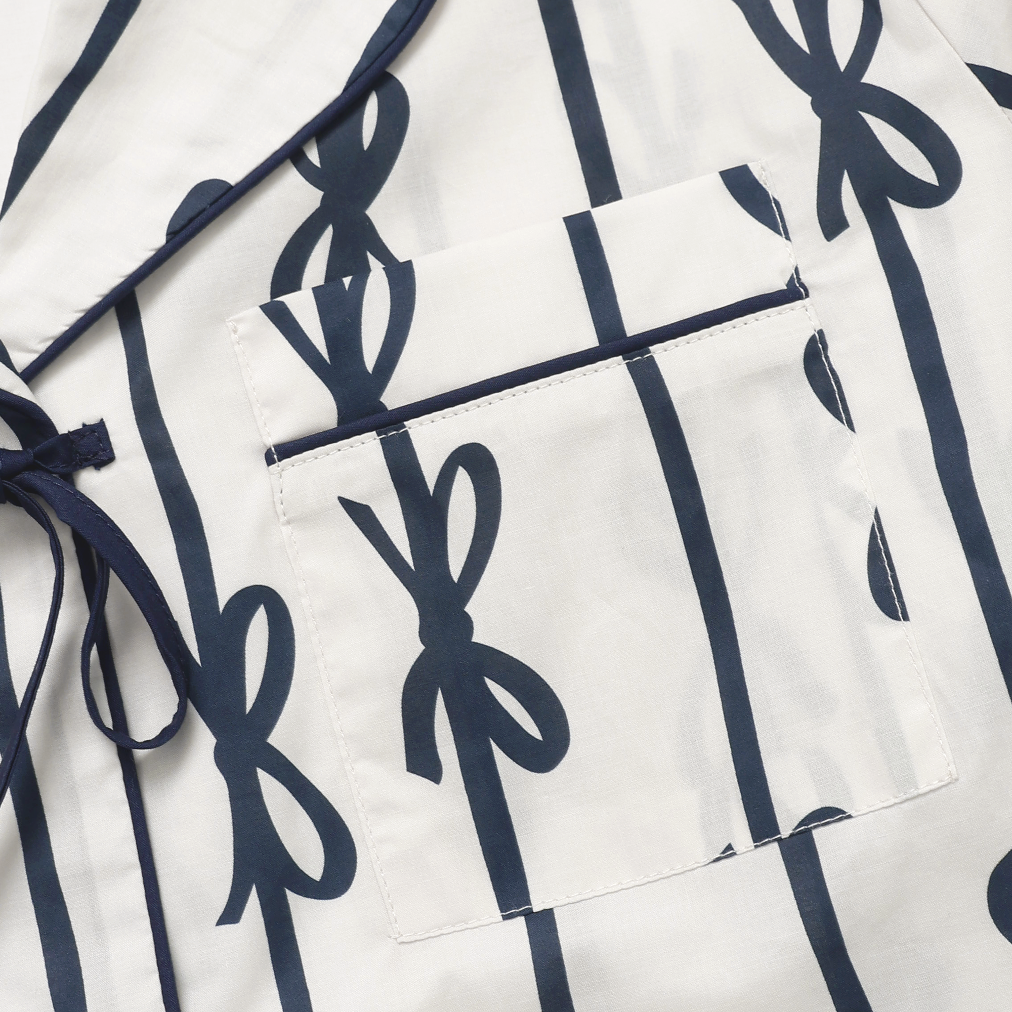 Eleanor Bow Print Pajama Set in Ivory