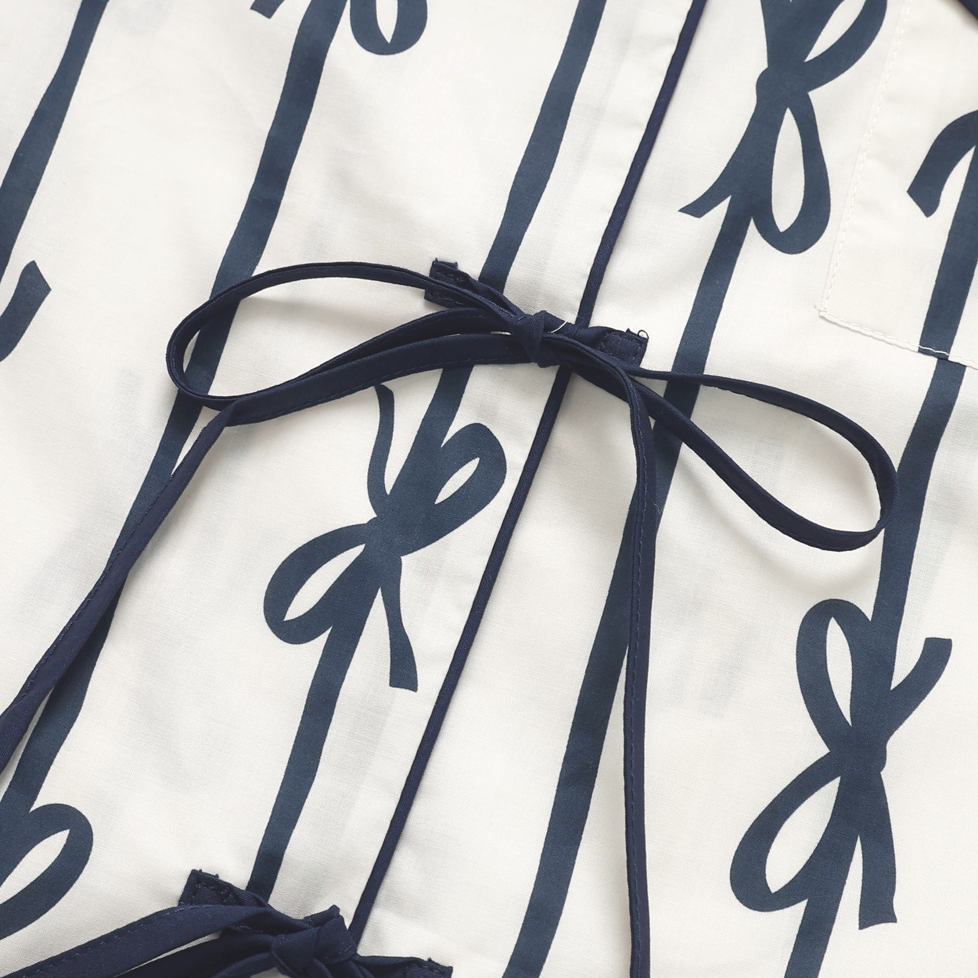 Eleanor Bow Print Pajama Set in Ivory