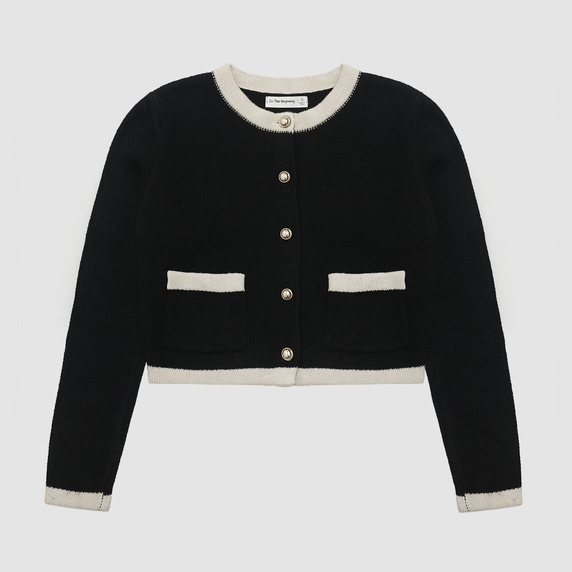 Elizabeth Chic Button Cardigan in Black