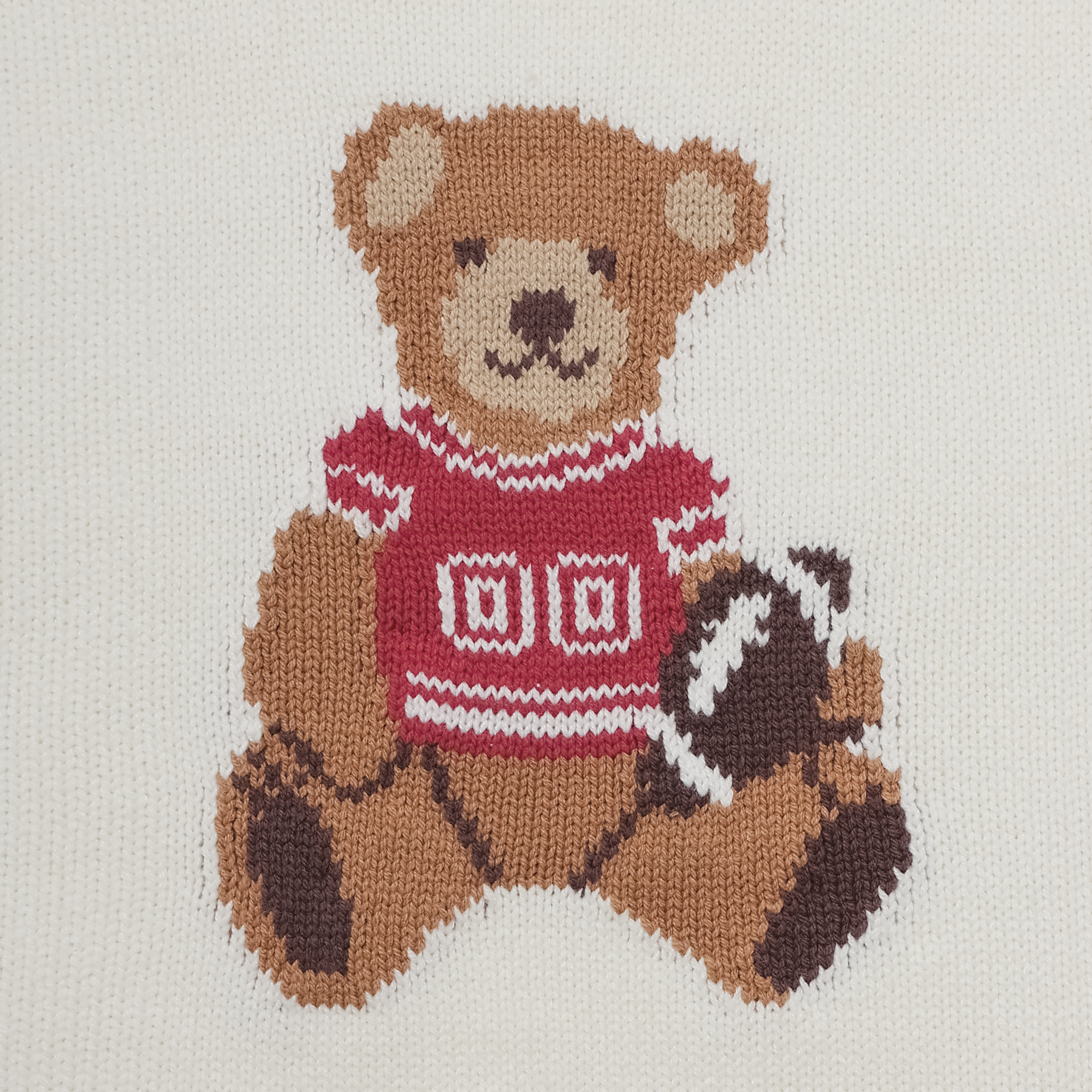 Football Star Teddy Bear Sweater Tee in White & Red