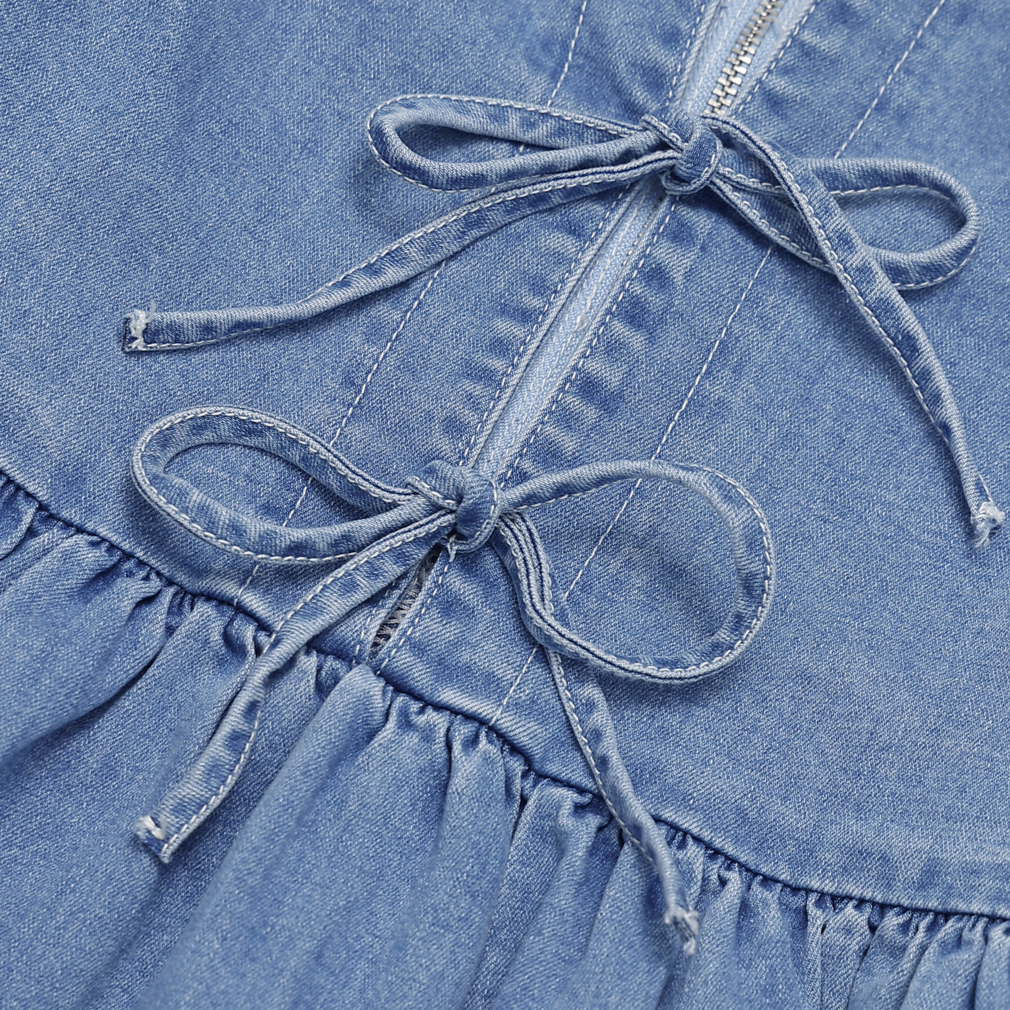 Graylee Tie-Front Denim Dress