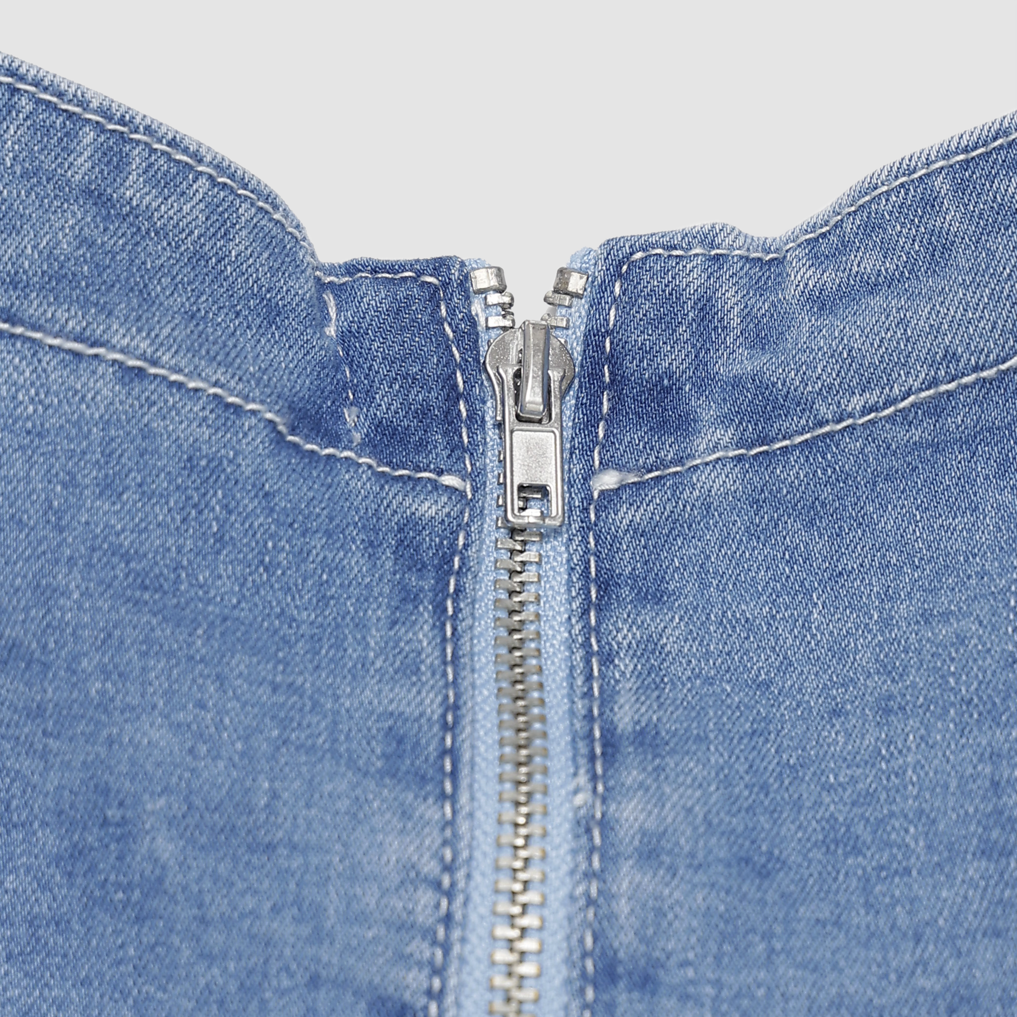 Graylee Tie-Front Denim Dress