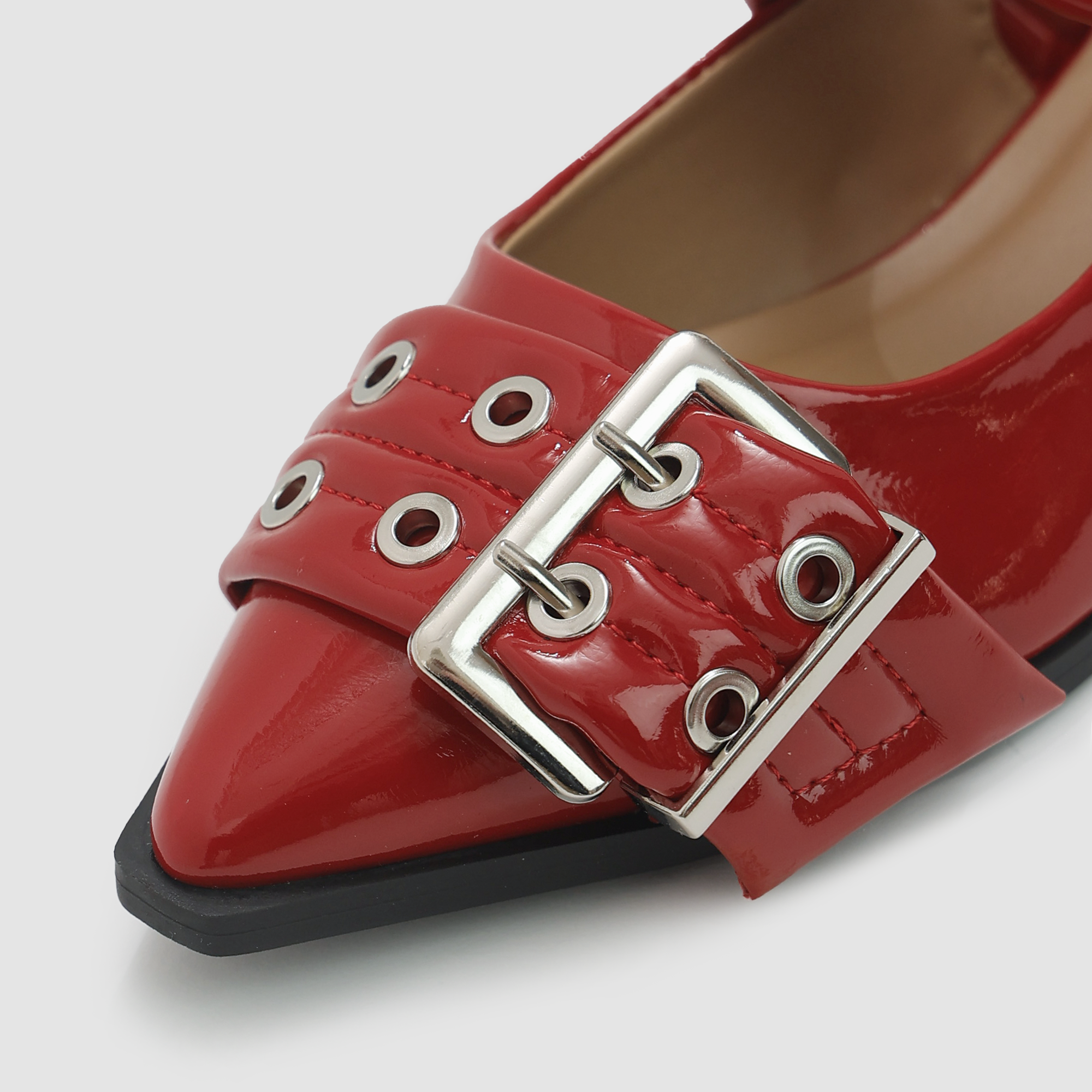 Katie Slingback Belt Flats in Red
