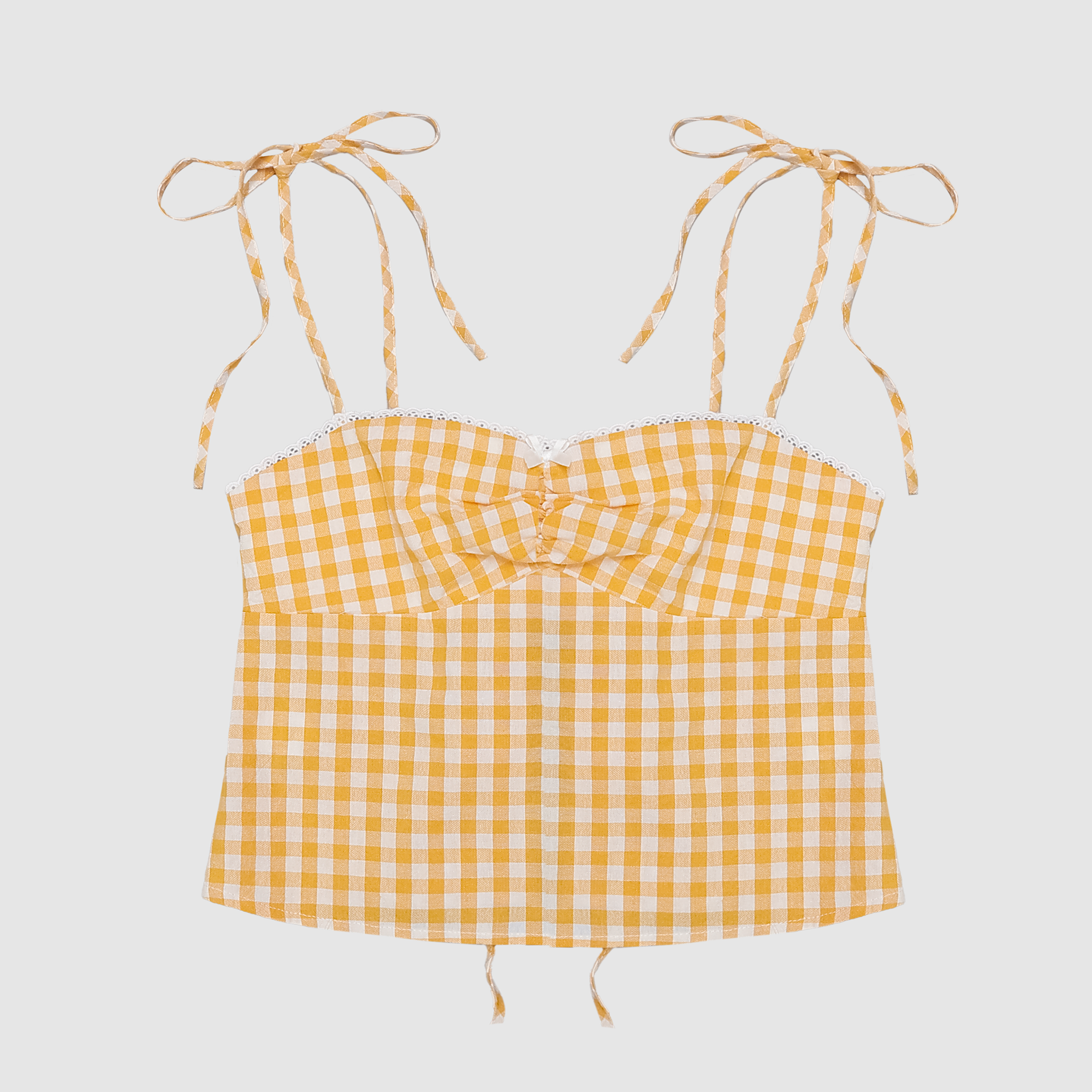 Haleigh Gingham Open Back Tie Top
