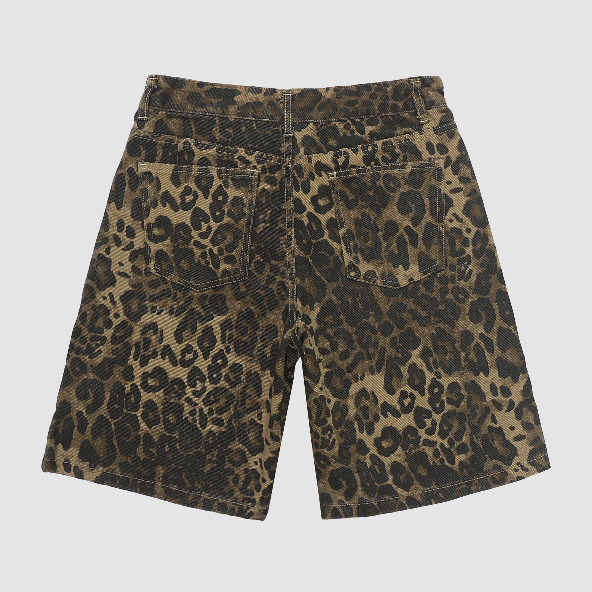 Josephine Leopard Jean Shorts in Olive Leopard