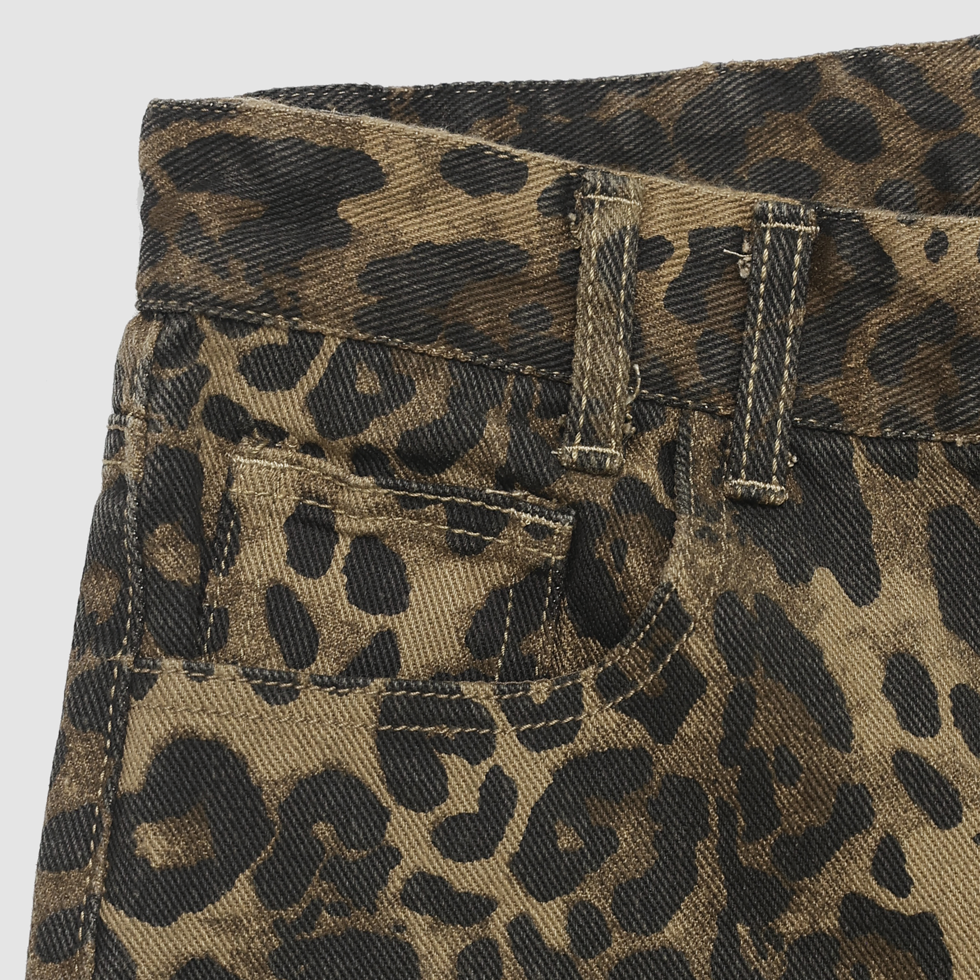 Josephine Leopard Jean Shorts in Olive Leopard