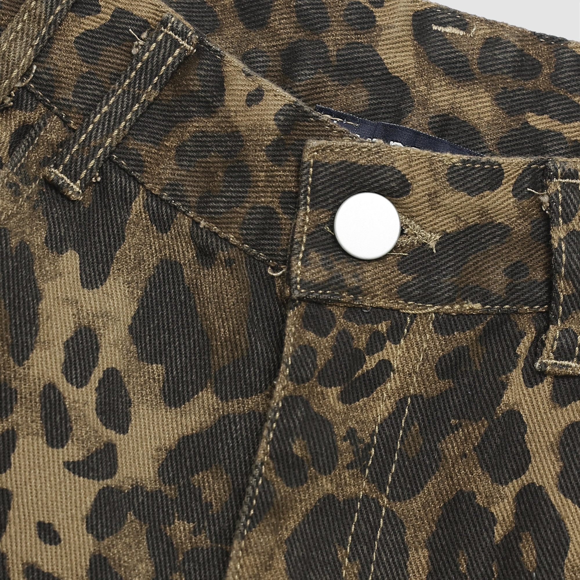 Josephine Leopard Jean Shorts in Olive Leopard