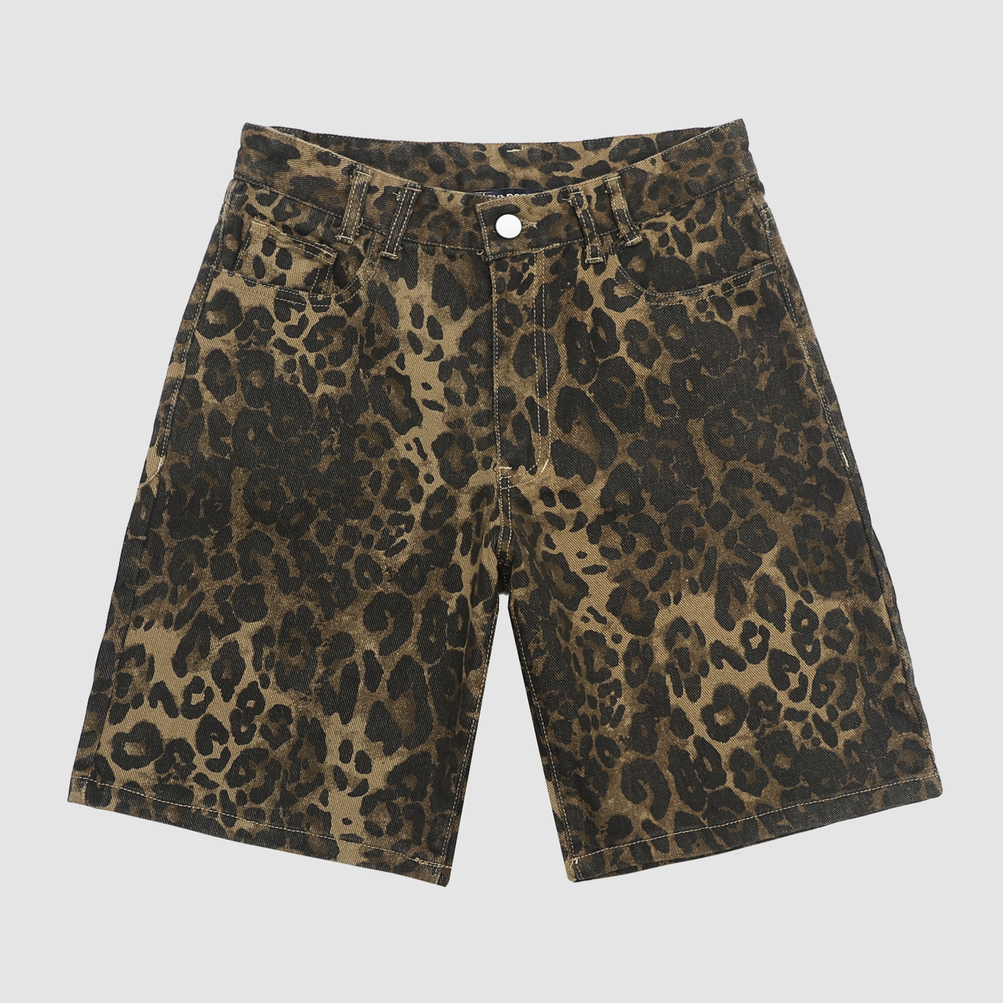Josephine Leopard Jean Shorts in Olive Leopard