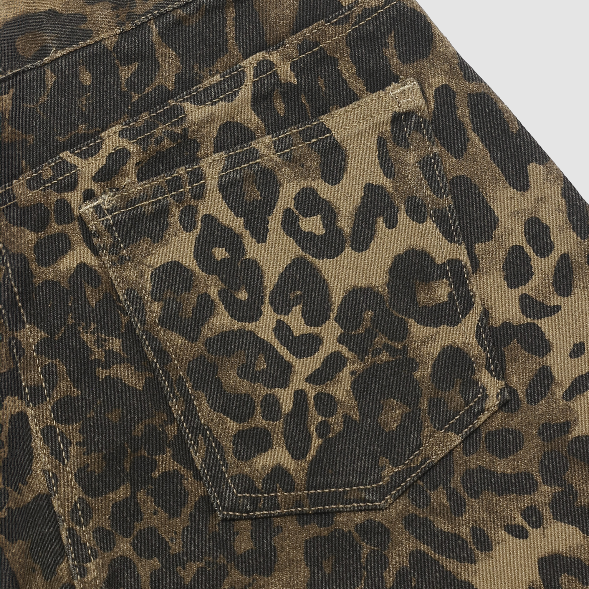 Josephine Leopard Jean Shorts in Olive Leopard