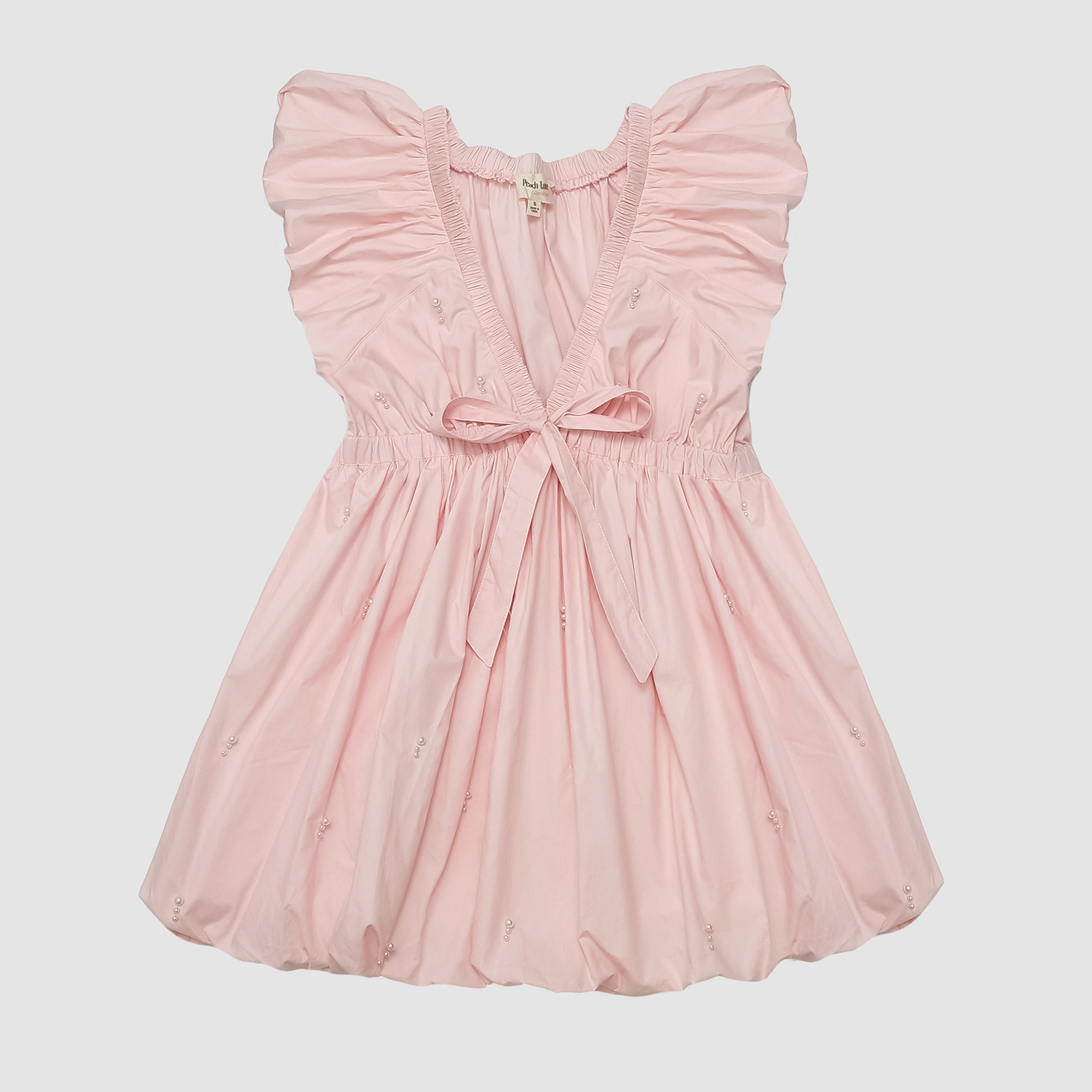 Kinsey Bow Bubble Dress in Light Pink