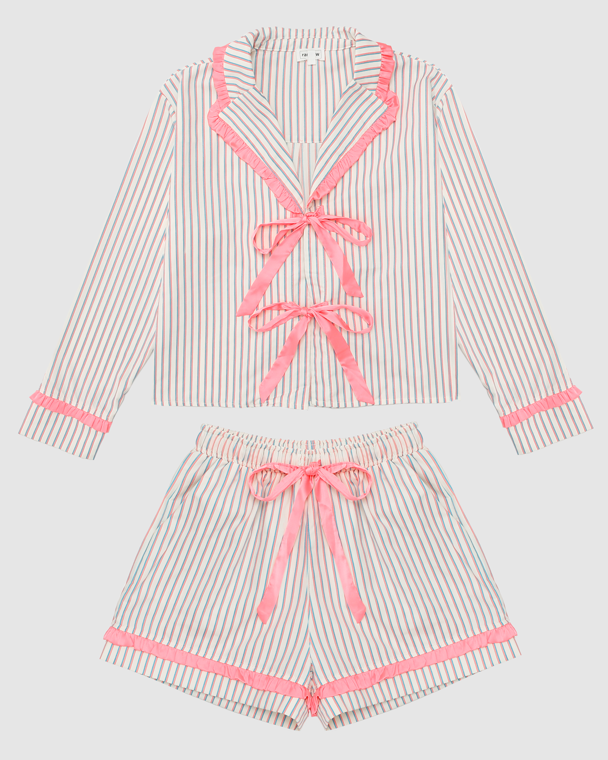 Lilia Satin Bow Stripe Pajama Set