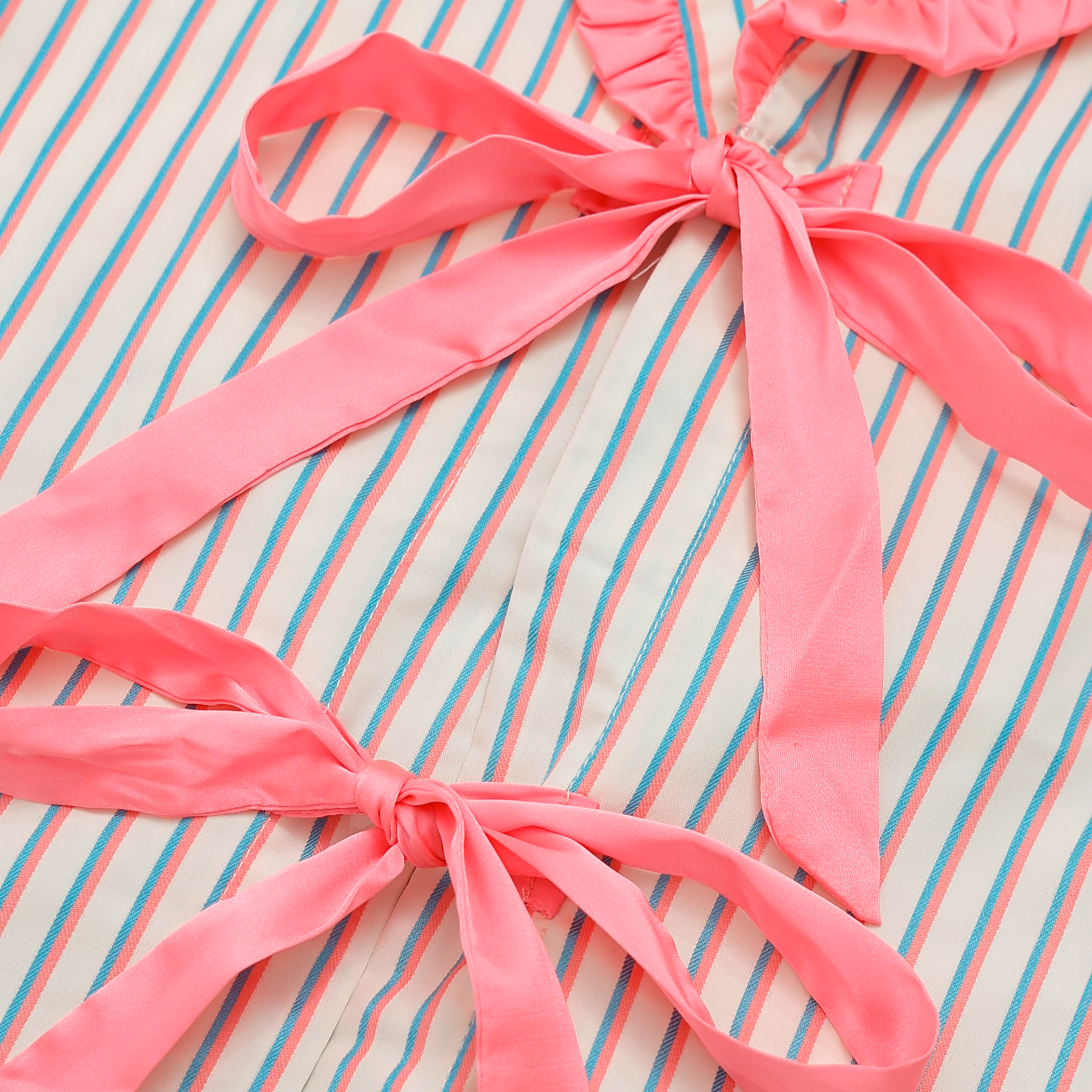 Lilia Satin Bow Stripe Pajama Set