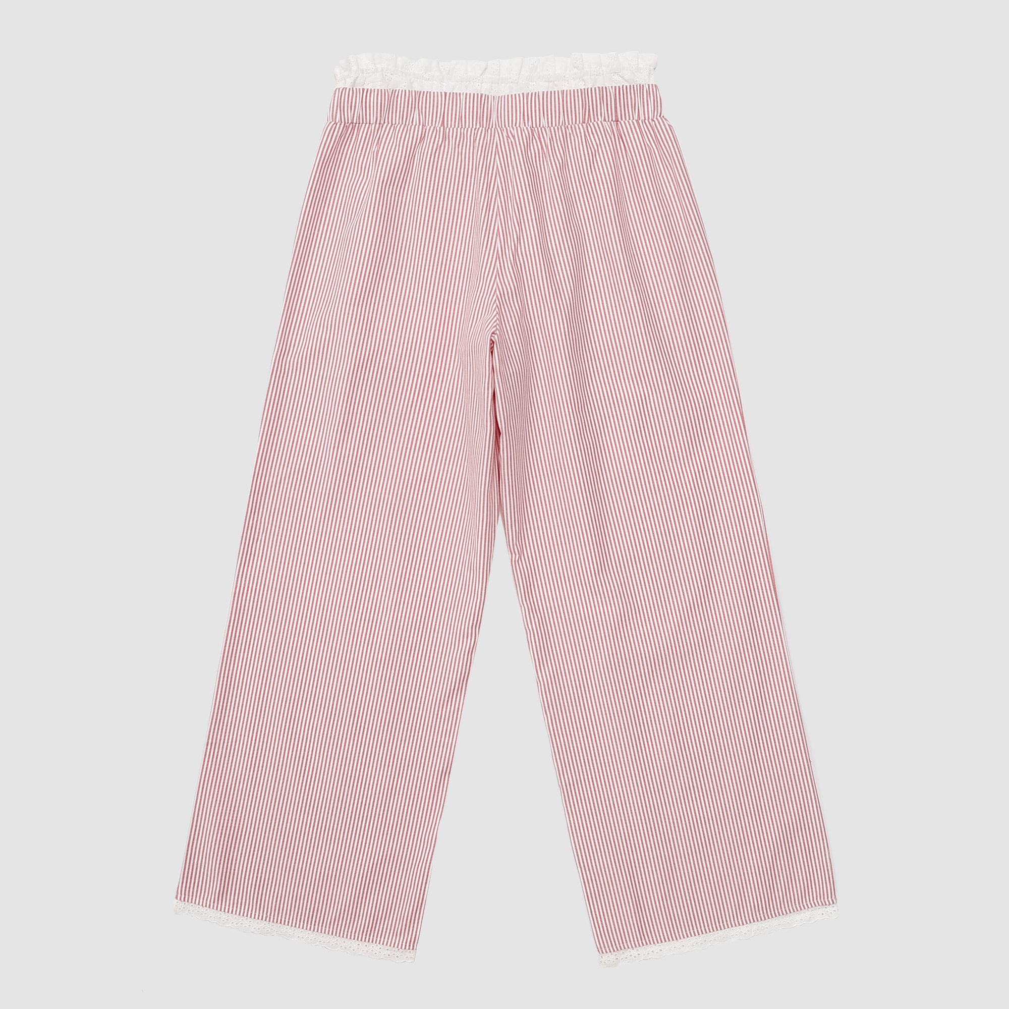 Maisie Ruffle Lined Pants in Red/White