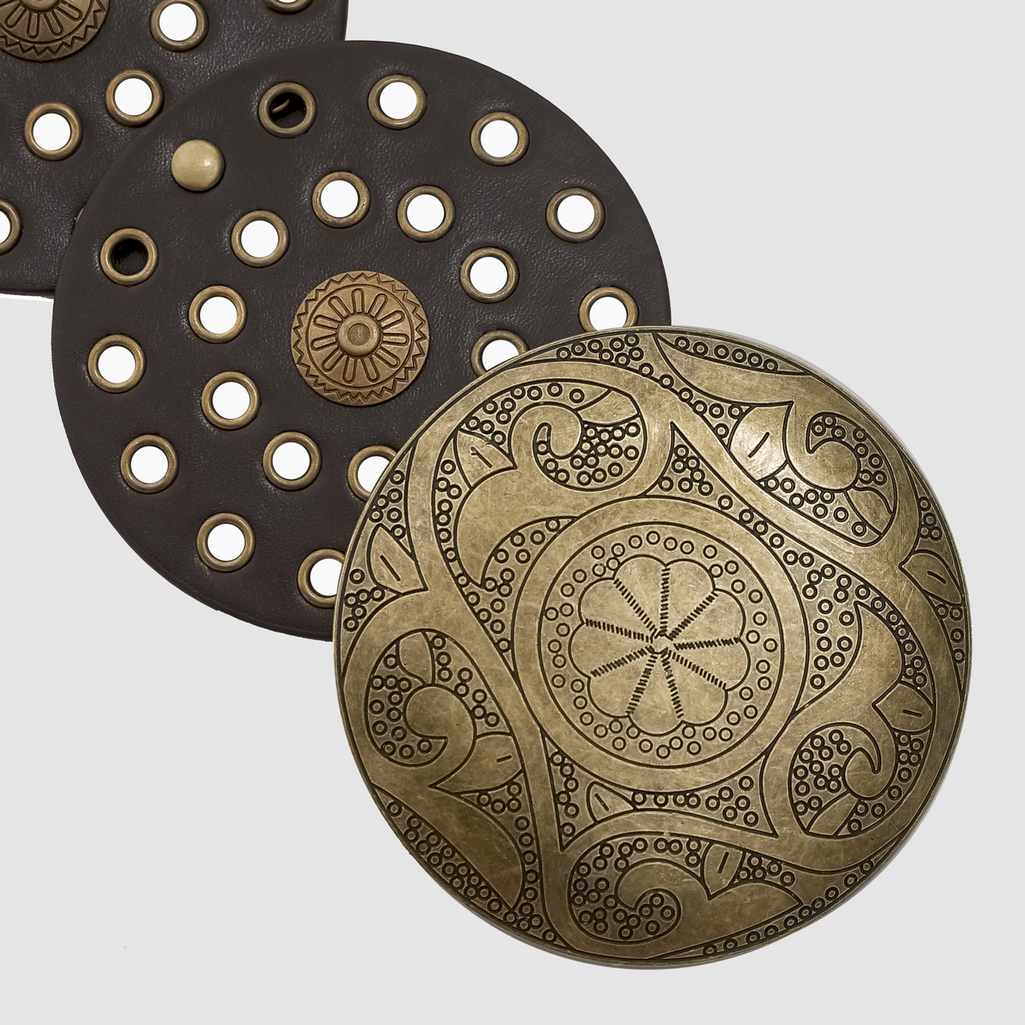 Metallic Western Circle Belt in Copper Coffee