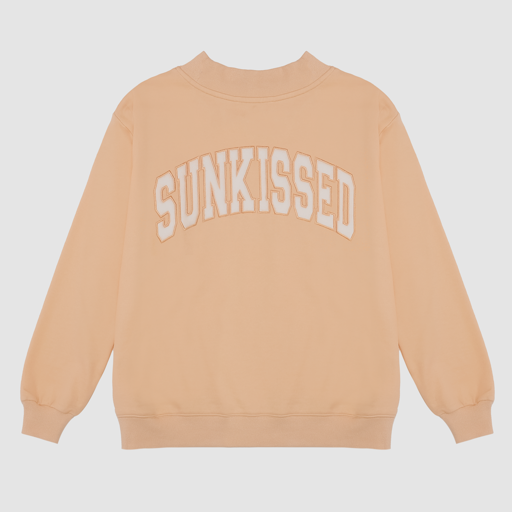 Mockneck Sunkissed Varsity Embroidered Sweatshirt in Papaya Orange