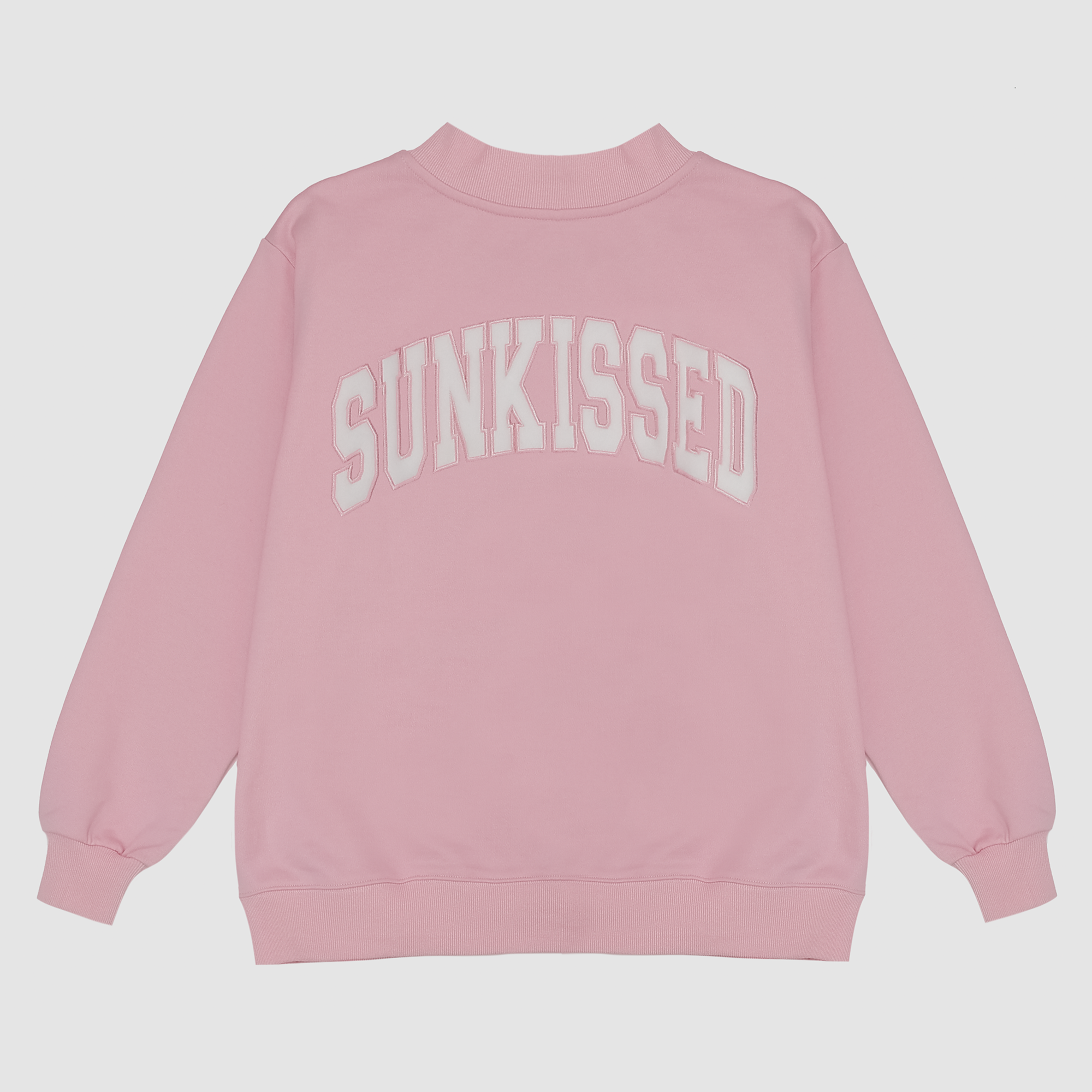 Mockneck Sunkissed Varsity Embroidered Sweatshirt in Lottie Pink