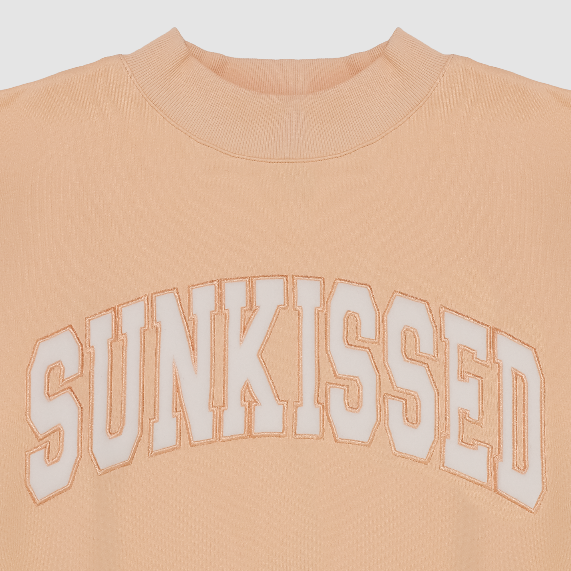 Mockneck Sunkissed Varsity Embroidered Sweatshirt in Papaya Orange