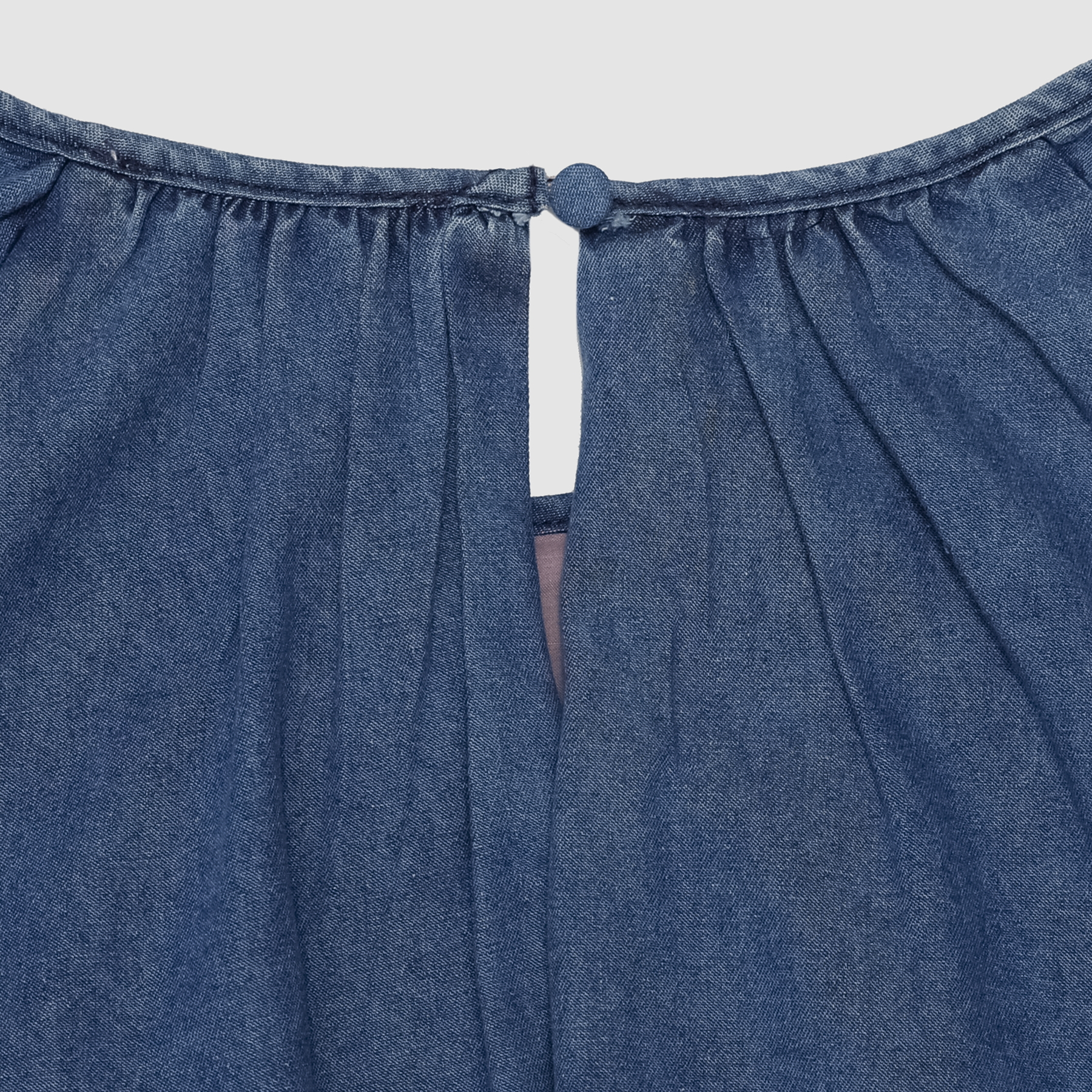 Oakley Denim Puff Sleeve Bubble Mini Dress