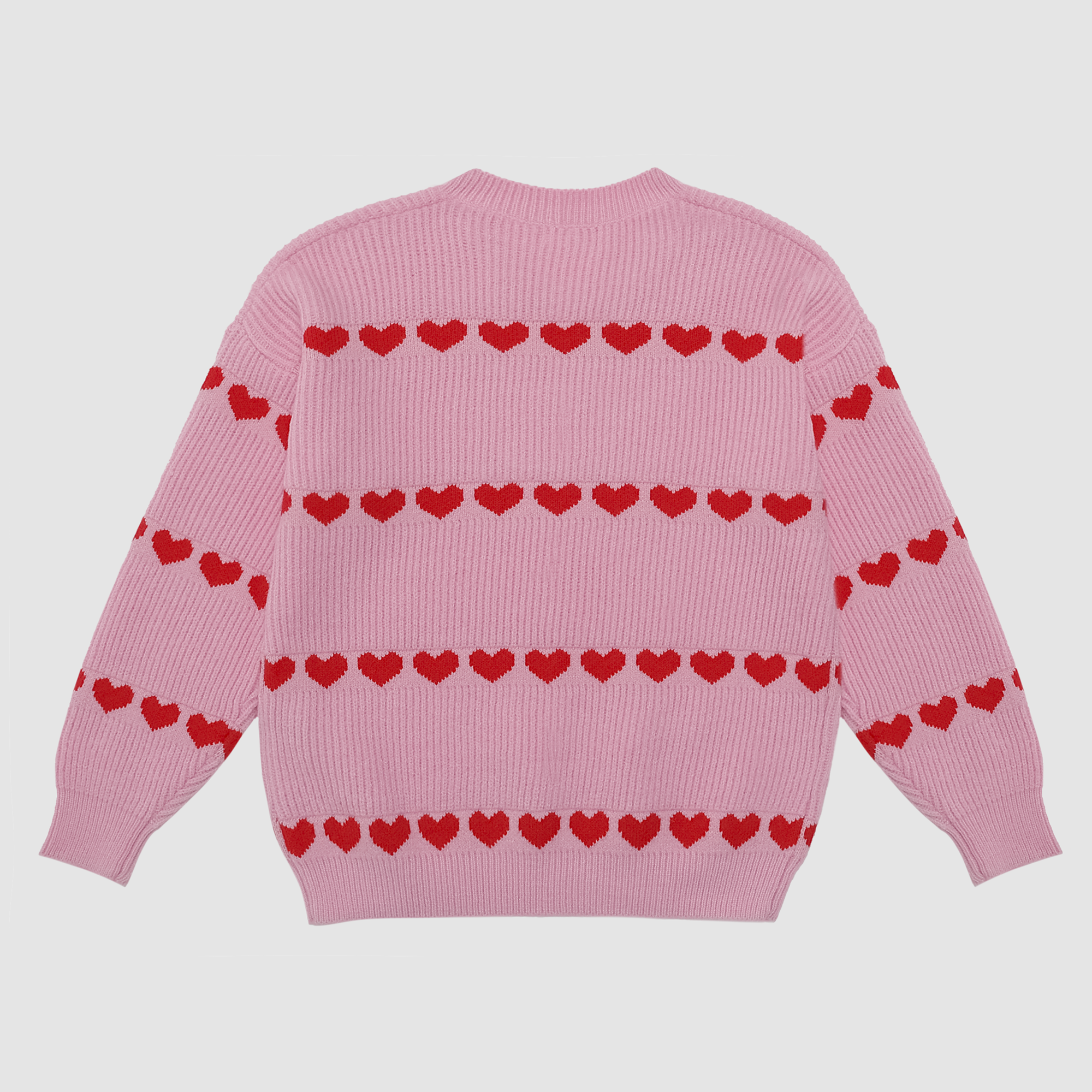 Sarah Heart Ribbed Knit Sweater in Pink/Red