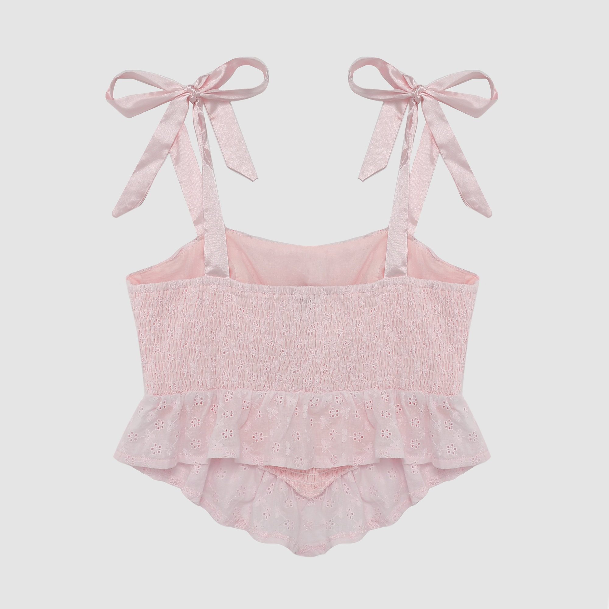 Skye Smocked Eyelet Top in Pink
